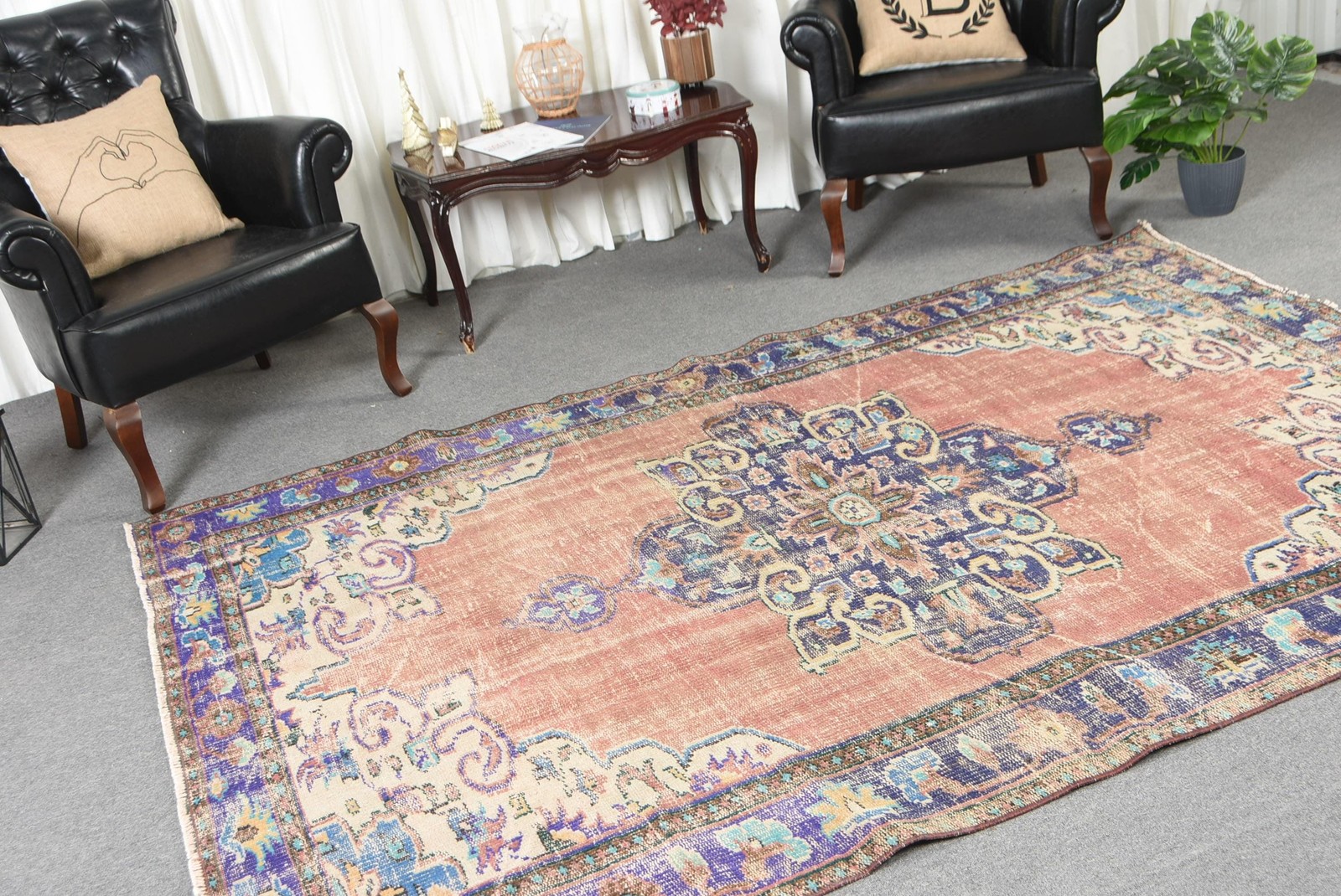 5,9×8,4 ft Turkish Rug, Vintage Rug, Red Patchwork Wool Rug
