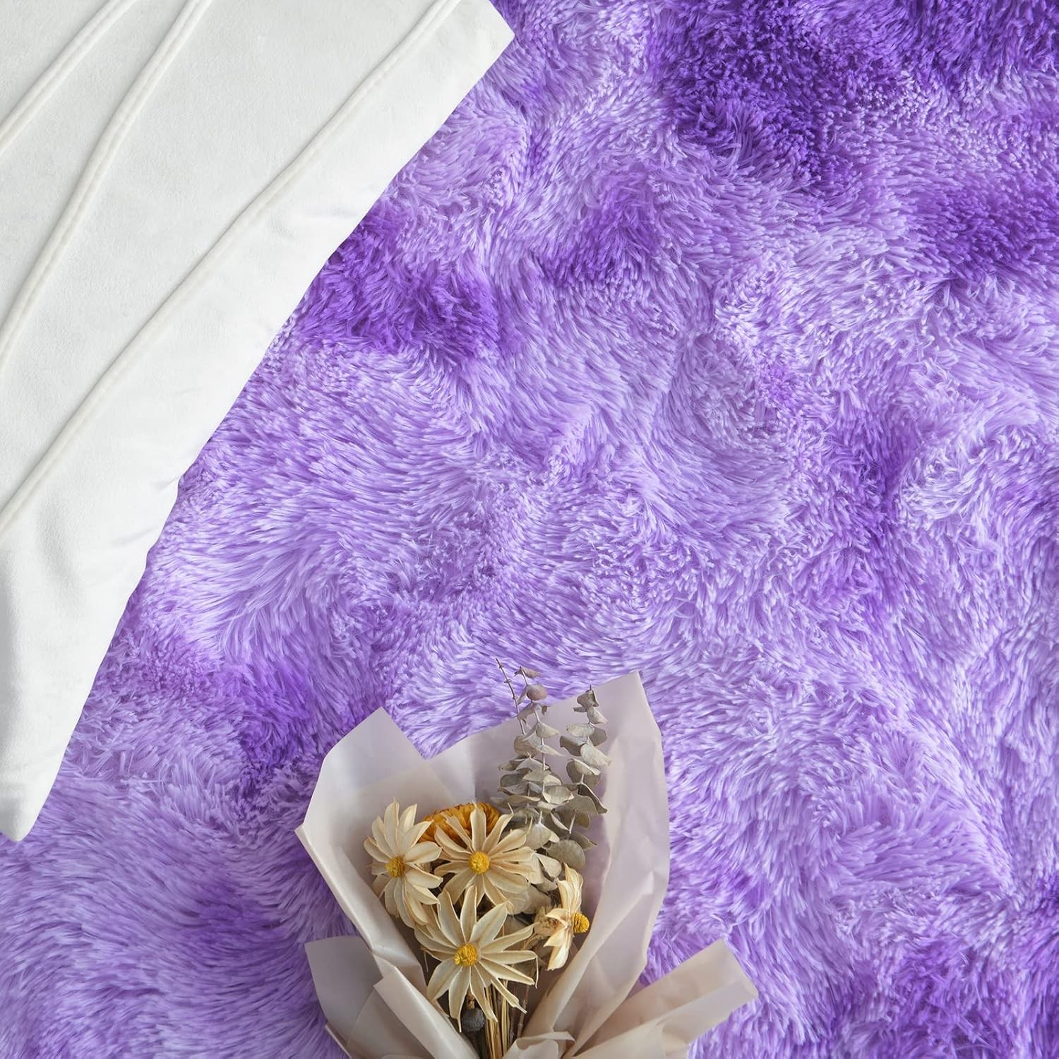 Purple Tie-Dyed Large Rugs for Living Room, 4×6 Feet Shaggy Rug Fluffy Throw