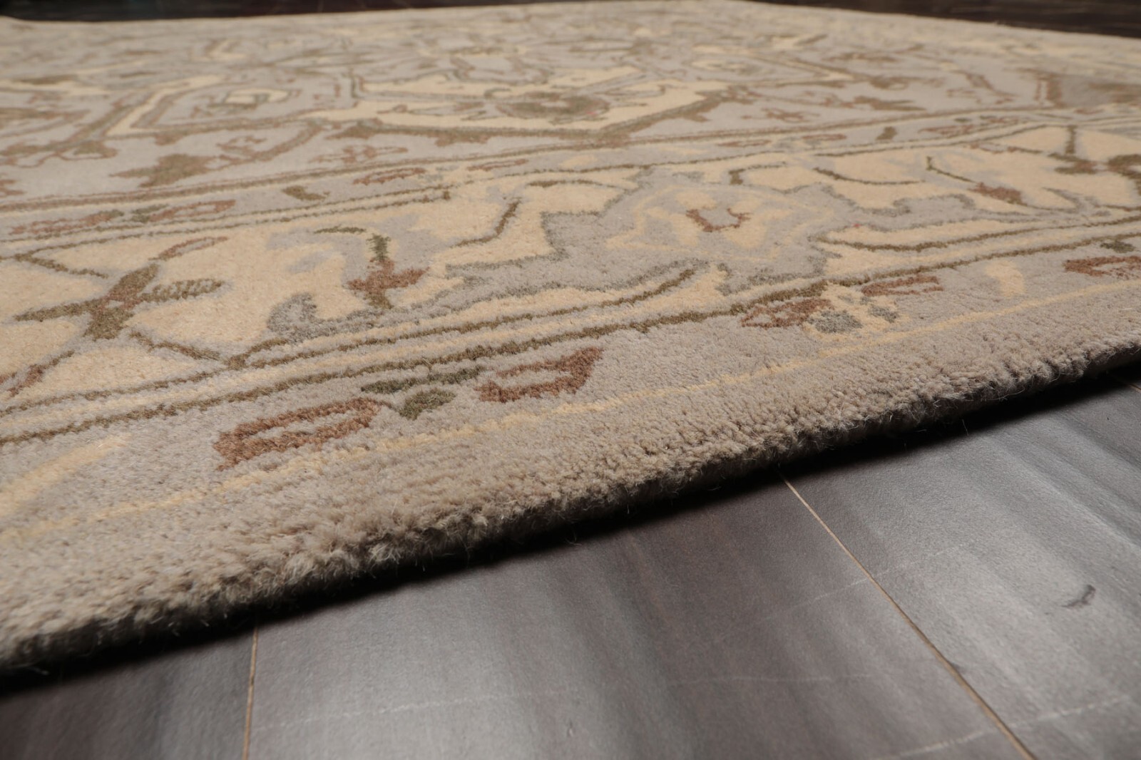 LoomBloom Multi Sizes Gray Hand Tufted Geometric Wool Area Rug