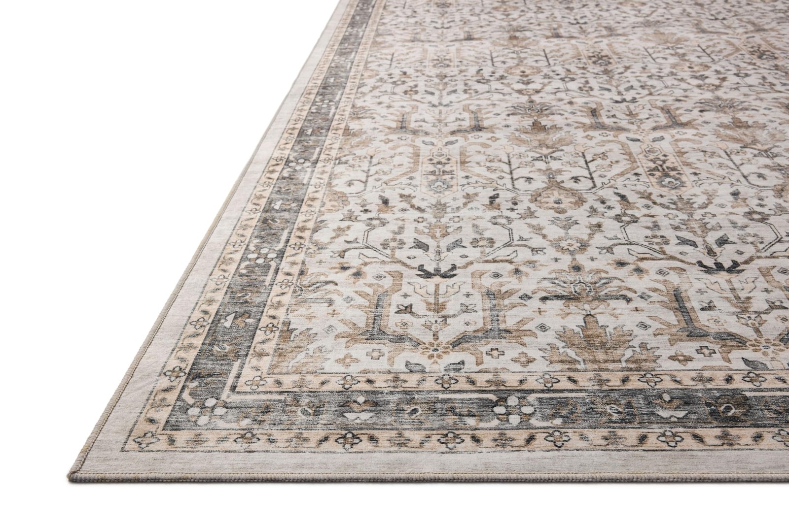 Loloi Anniston ANS-01 Ivory/Stone 5’x7’6″ Machine Wash Area Rug
