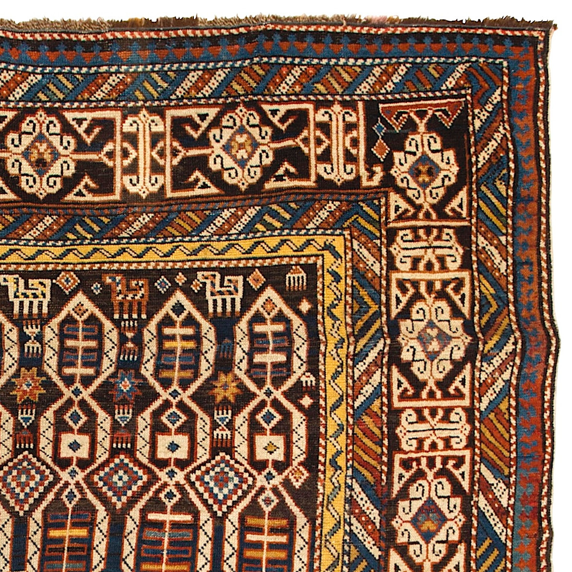 4×5.4 Ft Rare Antique Caucasian Kuba Shirvan Wool Rug, Ca 1880