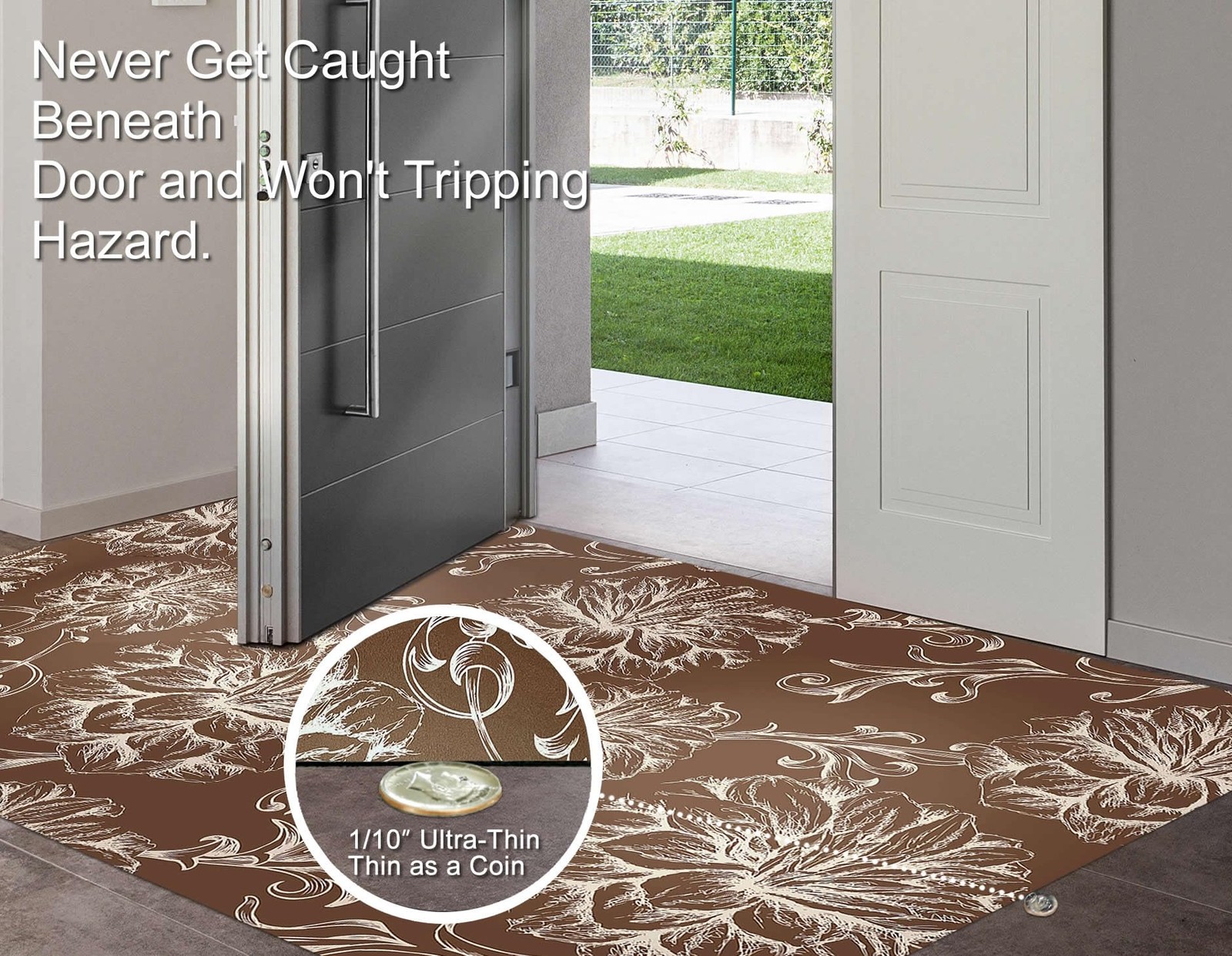 3×5 Feet Extra Large 1/10″ Ultra Thin Front Door Mat Indoor Entryway Area Rug…