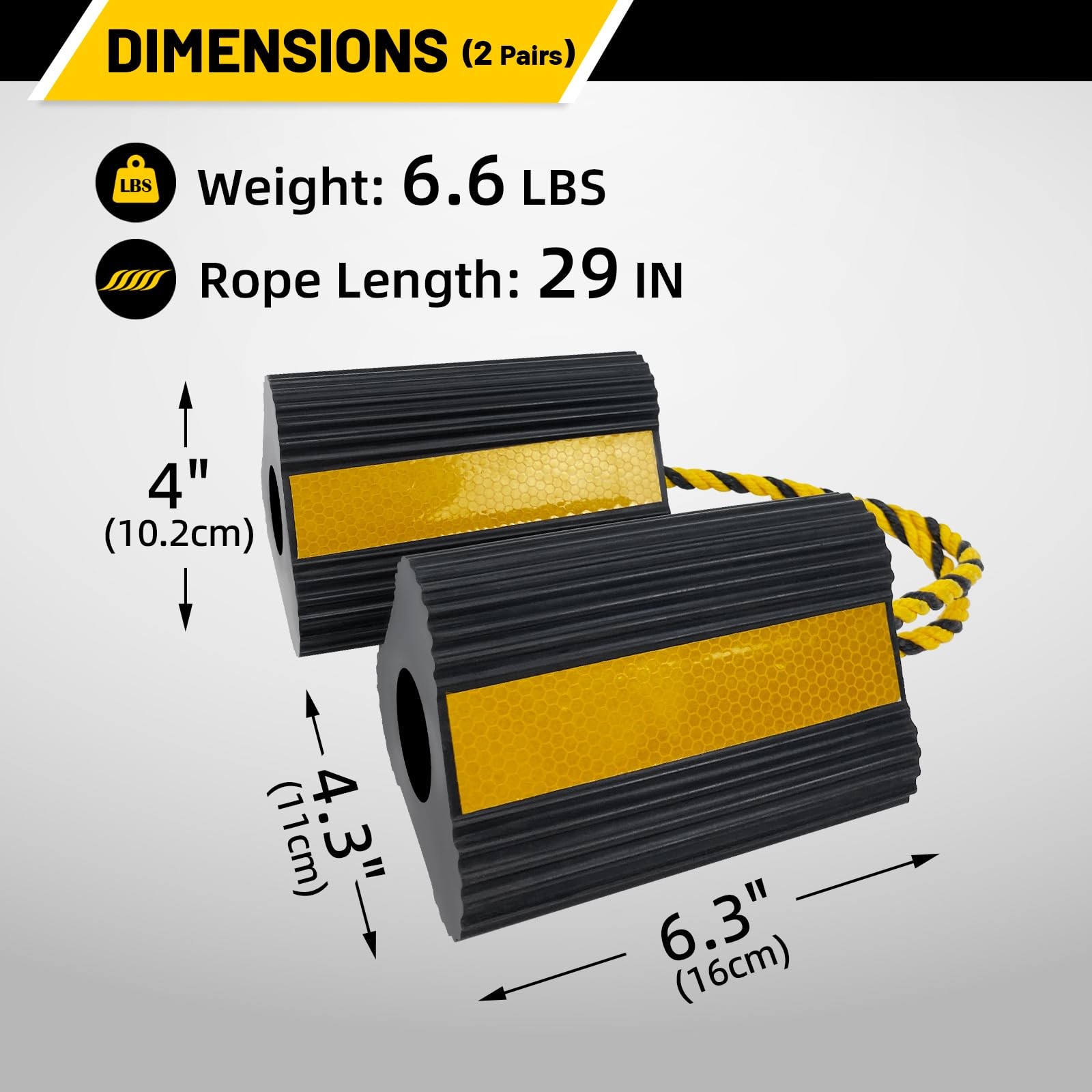Heavy Duty Rubber Wheel Chocks 2 Pair for RV Trailer Truck Car Aircraft
