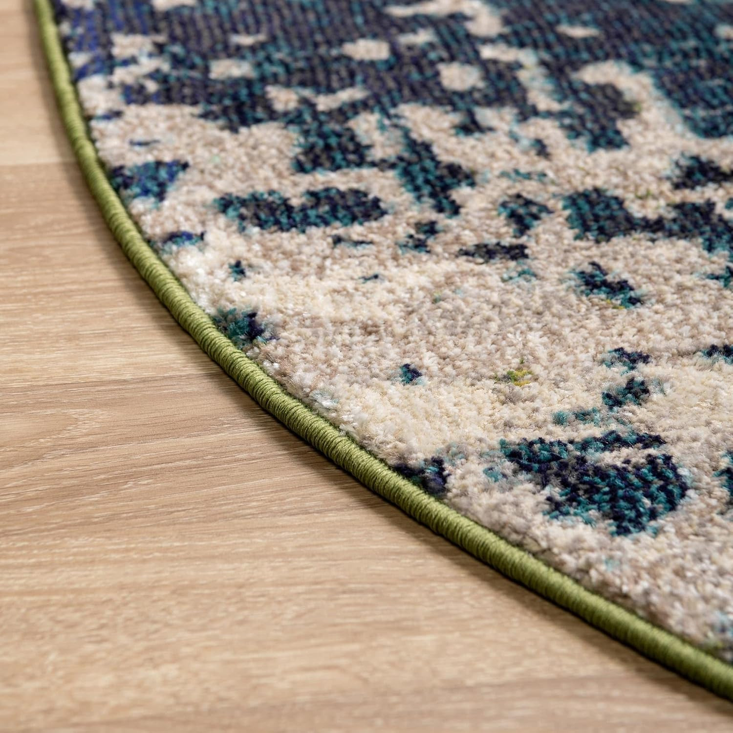 Estrella Abstract Oval Area Rug in Blue/Beige – Modern Distressed Design 7’11″x1