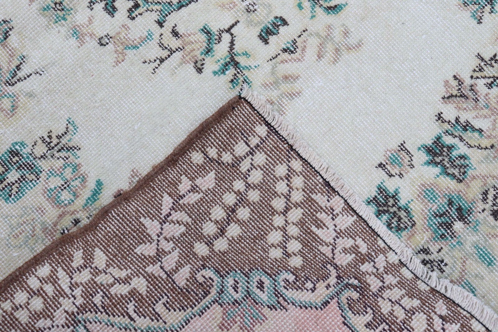 Turkish Vintage Rug 3,9×6,7 ft (118×203 cm), Rug Brown Blue Rug