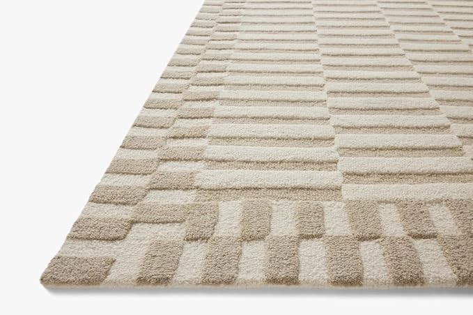 Modern (High Low Pile) Pattern Wool Carpet with Loop Texture Yarn Anti Shedding