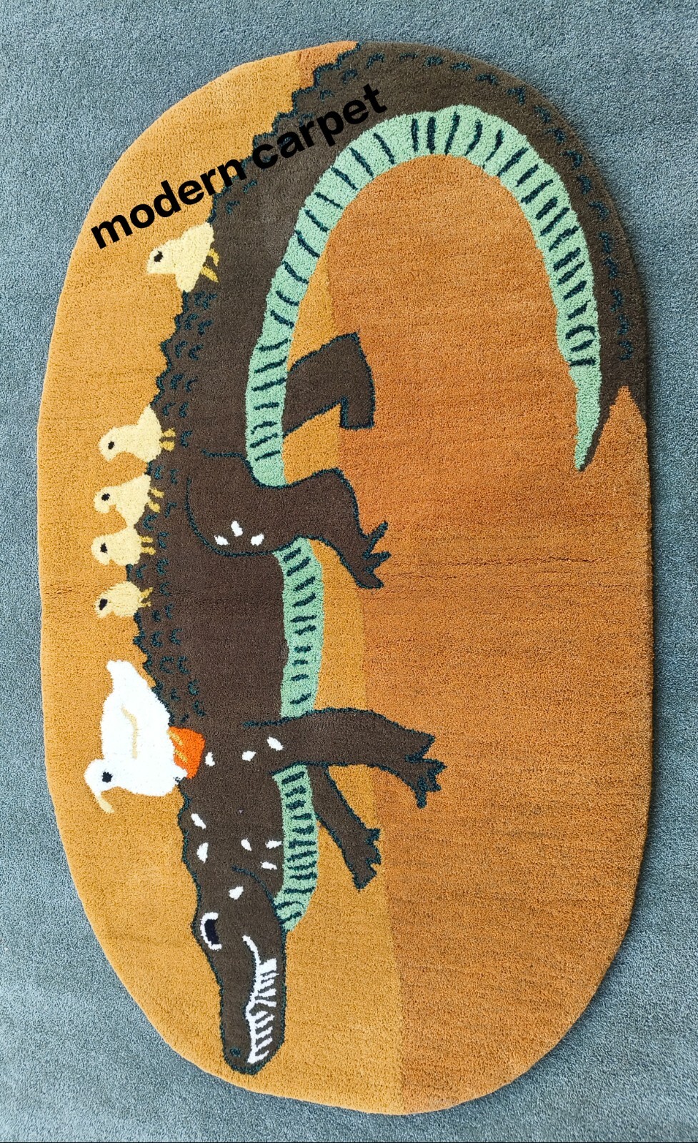 Crocodile Rugs Handmade 100% Woolen Hand Tufted For Home Decoration