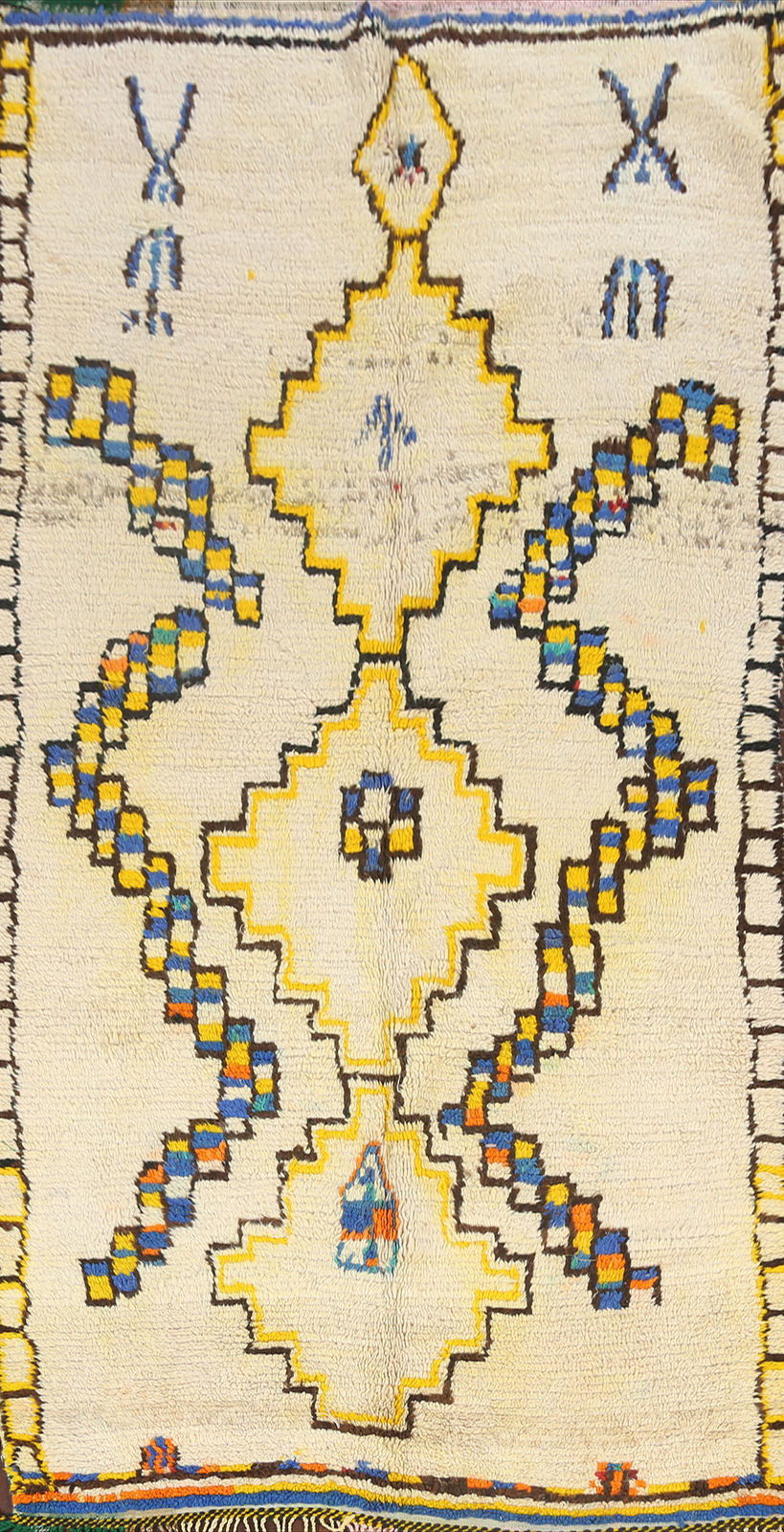 Vintage Stylish Geometric Hand-Knotted Wool Moroccan Area Rug 4×8 ft