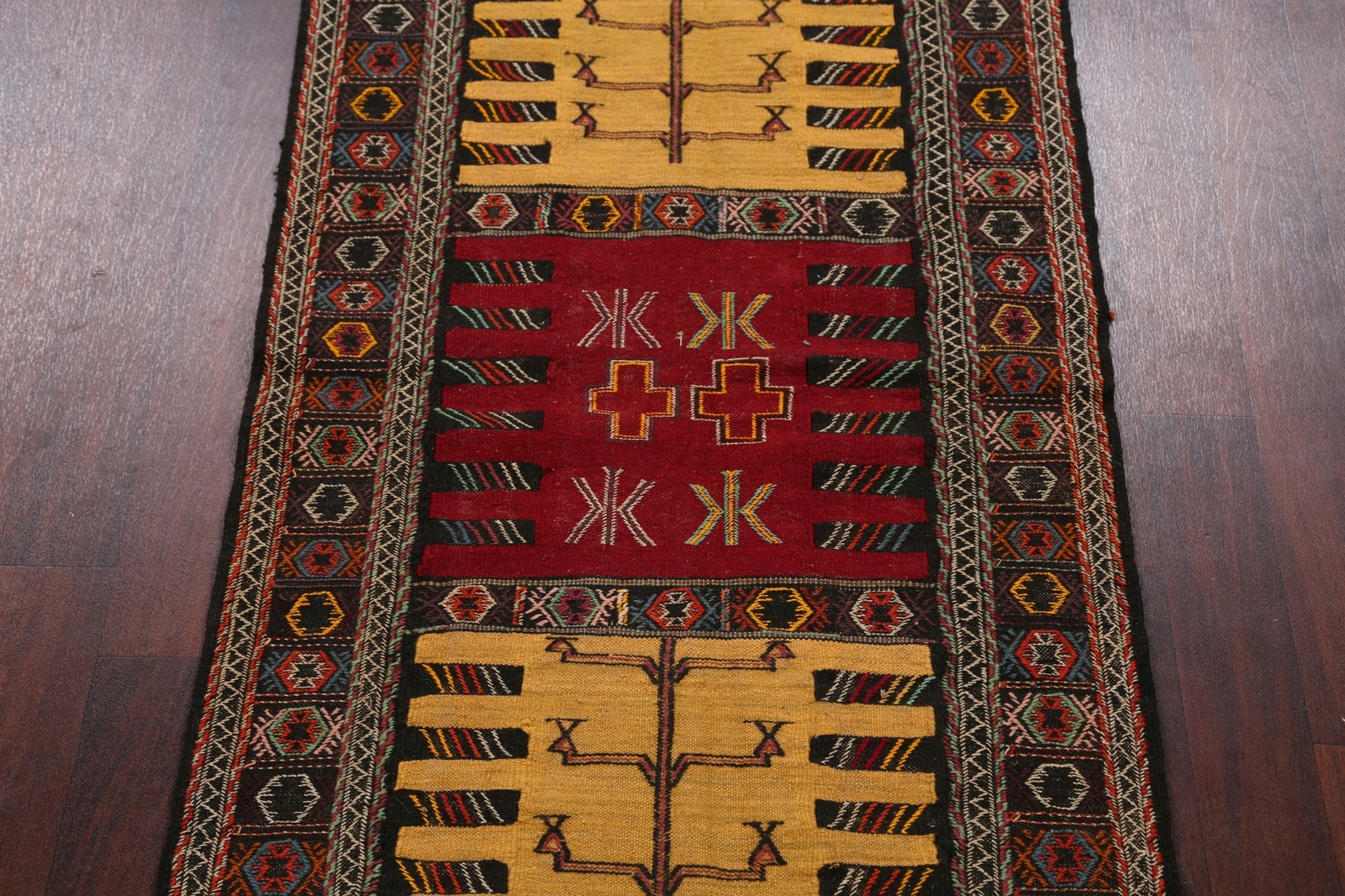 Tribal Sumak Kilim Hand-Woven Area Rug Geometric Nomad Home Decor Carpet 3×6 ft