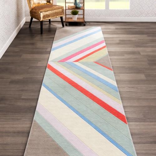 Modern Multicolor Geometric Area Rug, Contemporary Living Room Carpet, Hand Rug