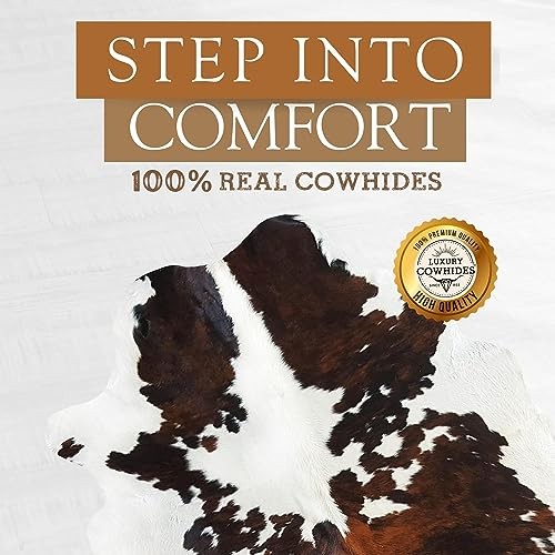Genuine Cowhide Rug – Thick, Rustic Fur Carpet for Living Room, Bedroom,