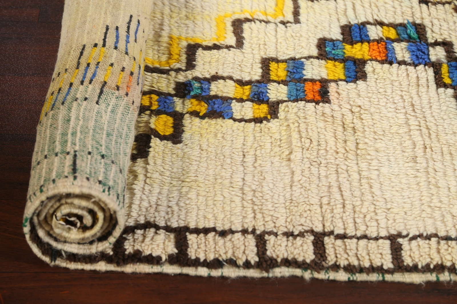 Vintage Stylish Geometric Hand-Knotted Wool Moroccan Area Rug 4×8 ft