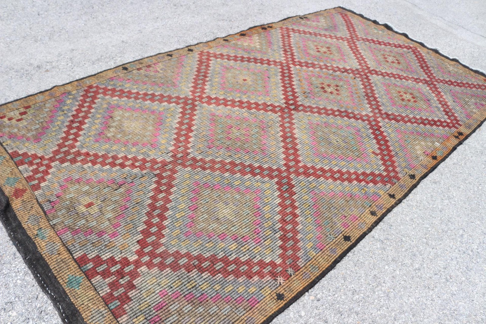 5,7×11,2 ft Rug, Turkish Vintage Large Rug, Red Kilim Wool Rug