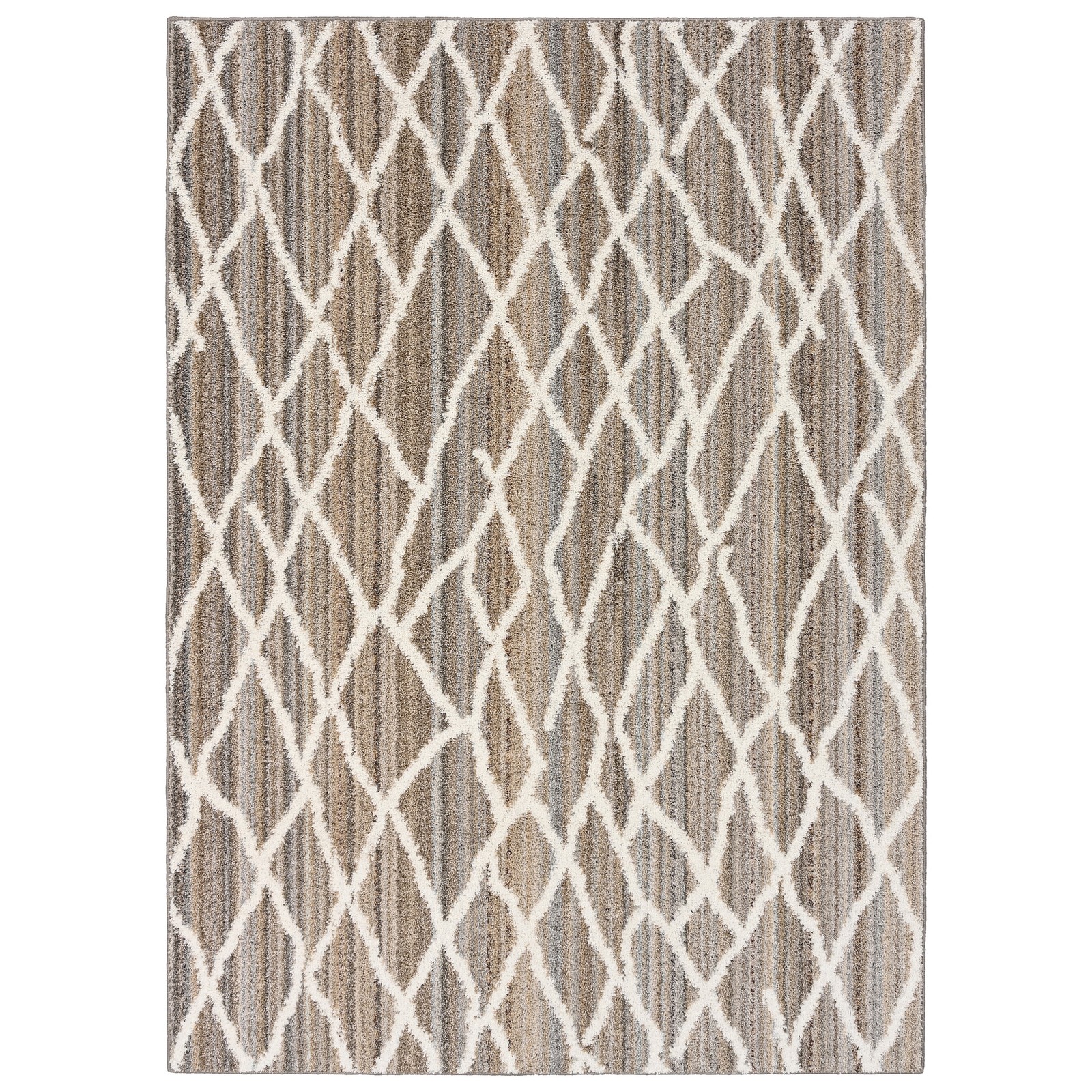 Diamond Stripe Earth Tone/White Indoor Area Rug, 5′ x 7′