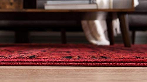 Tekke Collection Area Rug – Sheibani Design, 5’3″x8′ Rectangle, Red/Black