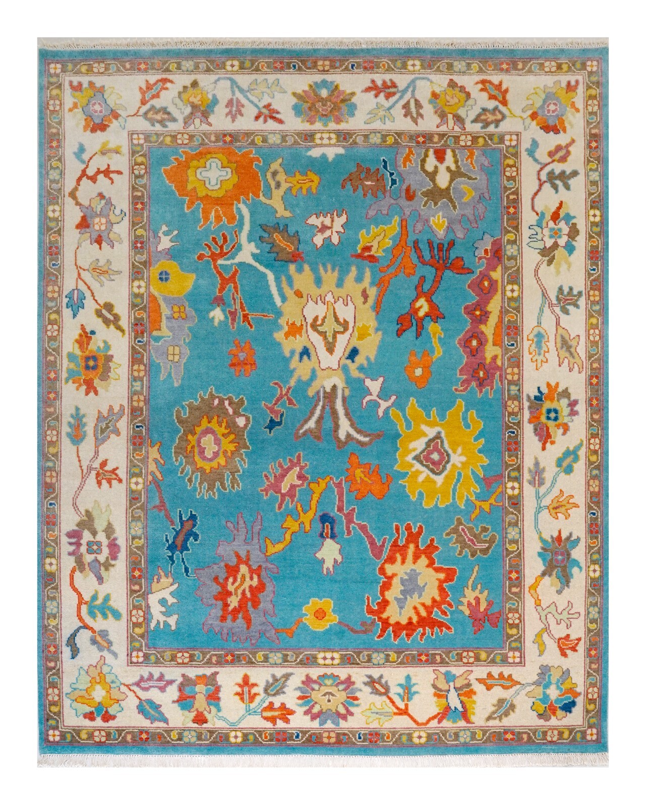 Oushak Hand Knotted Baby Blue, Area Rug Carpet for Home, Bedroom, Living Room