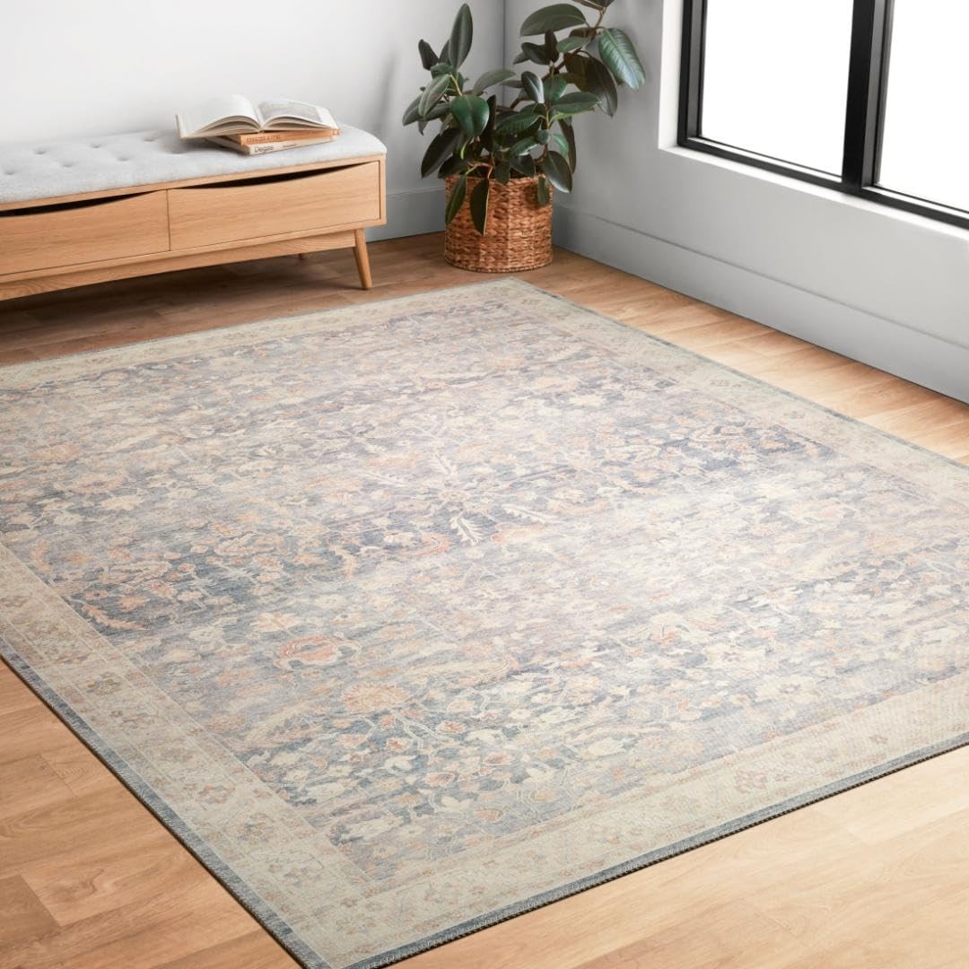 Hathaway Collection Hth02 Denim/multi 23 X 39 .25 Thick Accent Rug Soft Dur