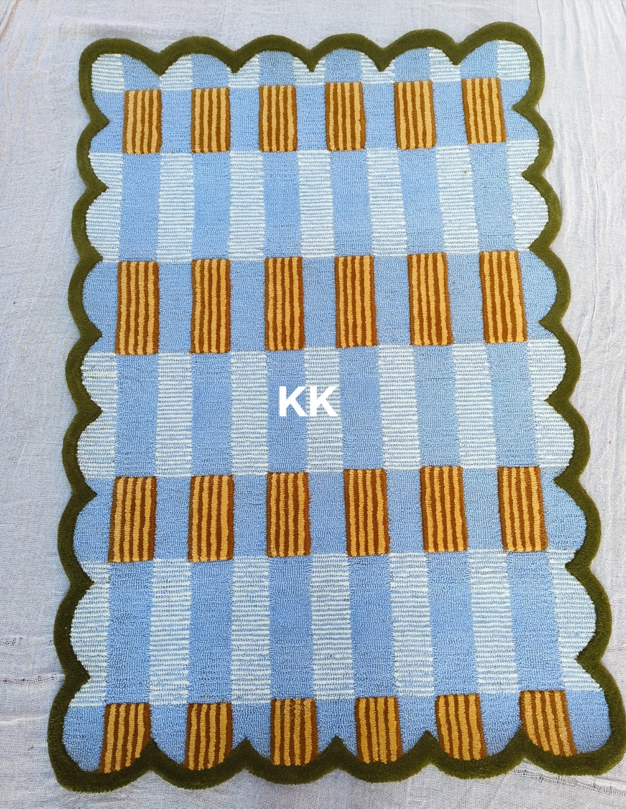 Greer Hand-Tufted Wool Viscose Rugs | Geometric Grid with Raised Squares Designs