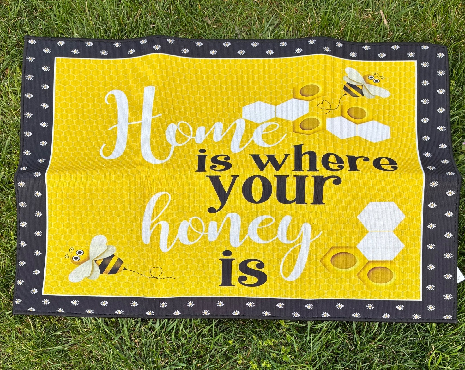 Yellow and Black Small Entryway rug