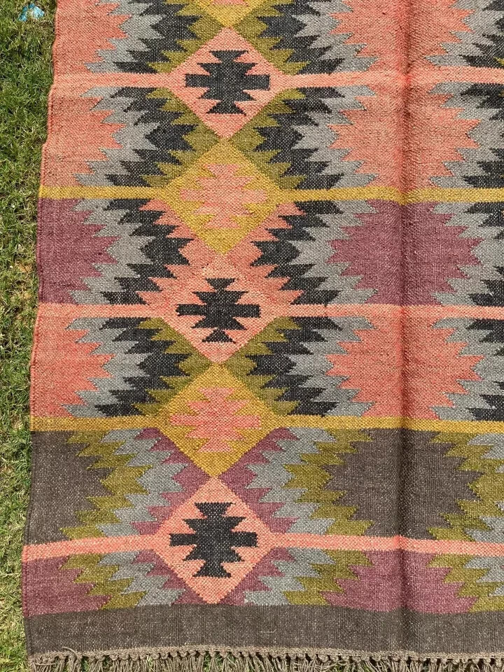 navajo rug Handmade Wool Jute Vintage moroccan Rug Kilim Rug Aztec rug