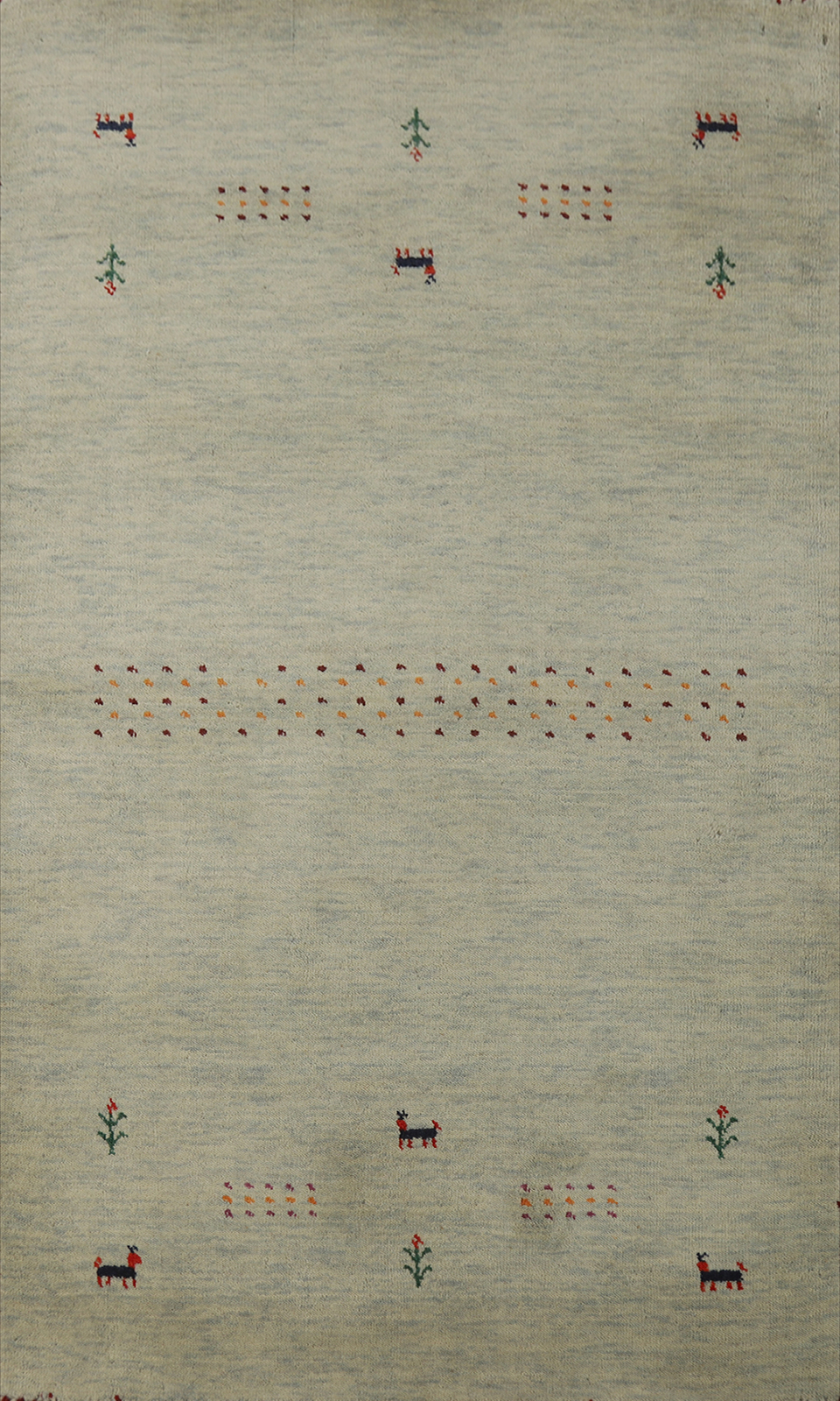 Green Traditional Gabbeh Rug Hand-knotted Wool Rug 3×5 ft.