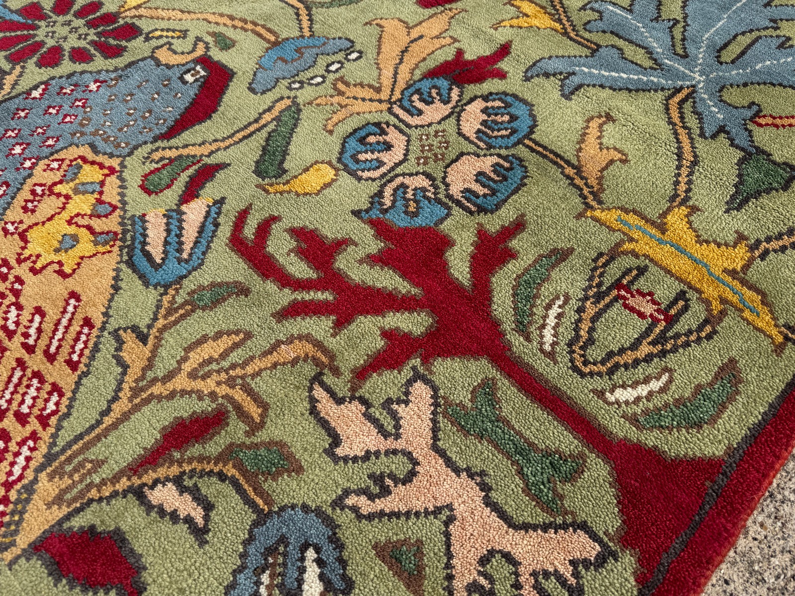 9×12 GREEN HANDMADE ORIENTAL RUG wool handwoven oushak new blue colorful tribal