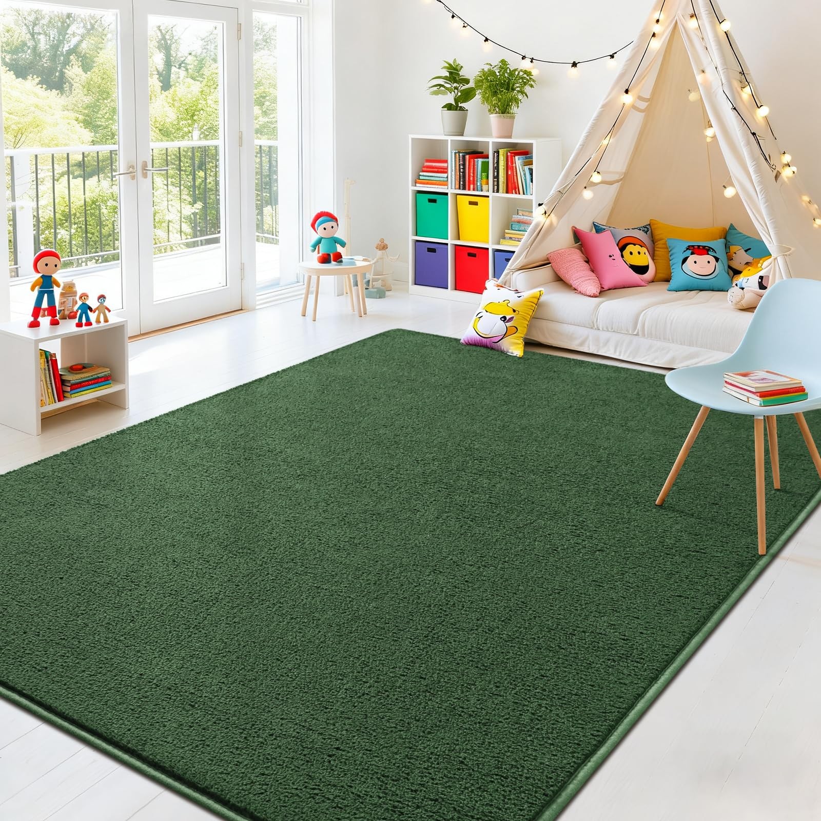 Nuttumico Large Modern Area Rugs for 4′ X 6′ (Rectangular), Deep Green