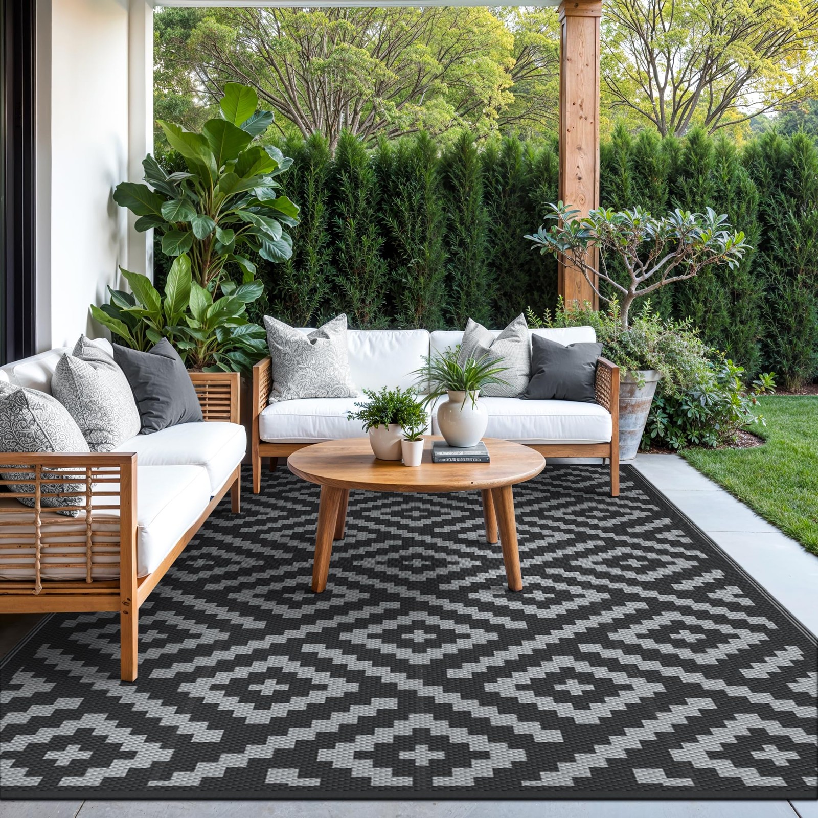 Outdoor Patio Rug 5×8 Waterproof Mat RV Camping Deck Camper Balcony Backyard Pla