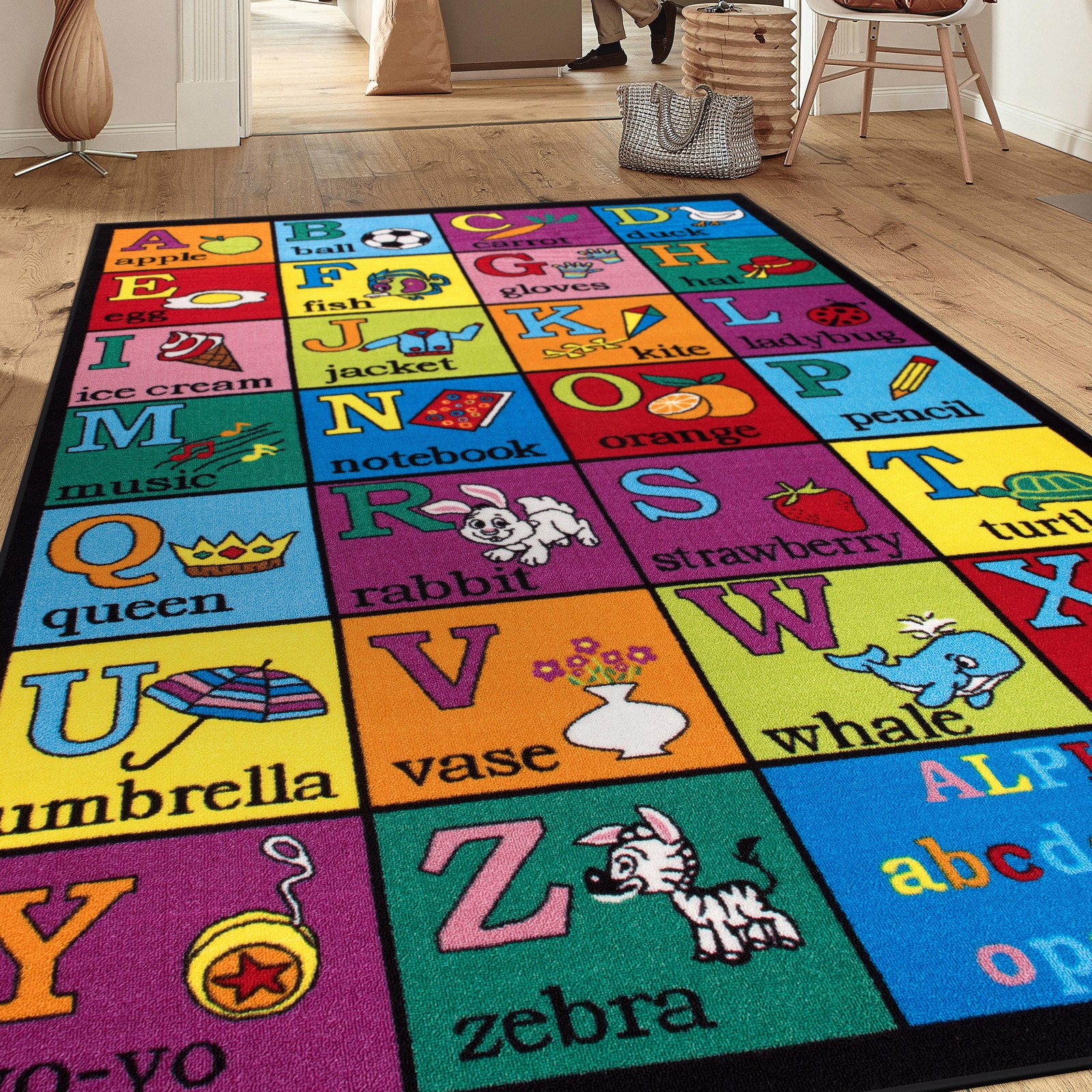 Children Rugs Kids Educational Learning Alphabet Non-Slip Rugs for Kids Room 5×7