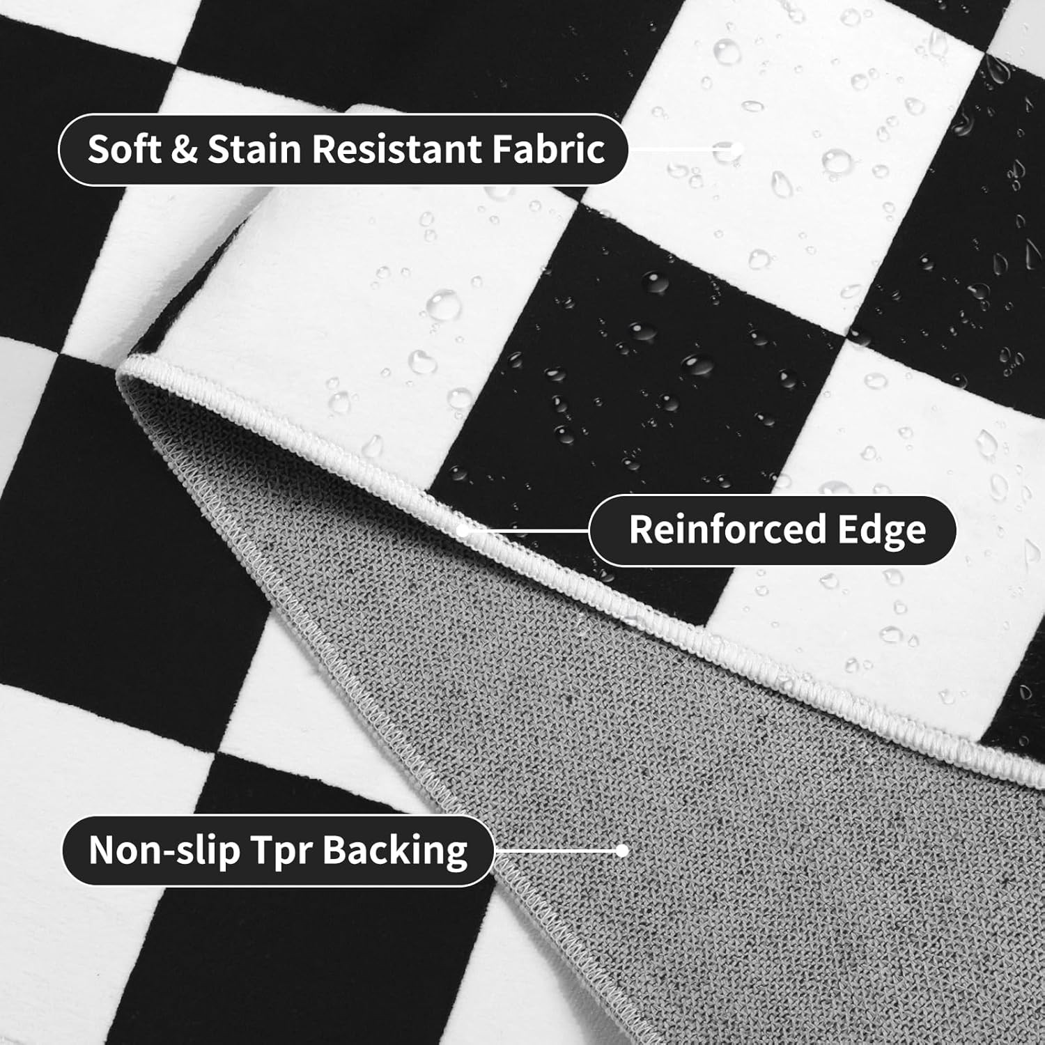Black and White Checkered Rug for Living Room,5X7 Area Rugs Washable with Non Sl