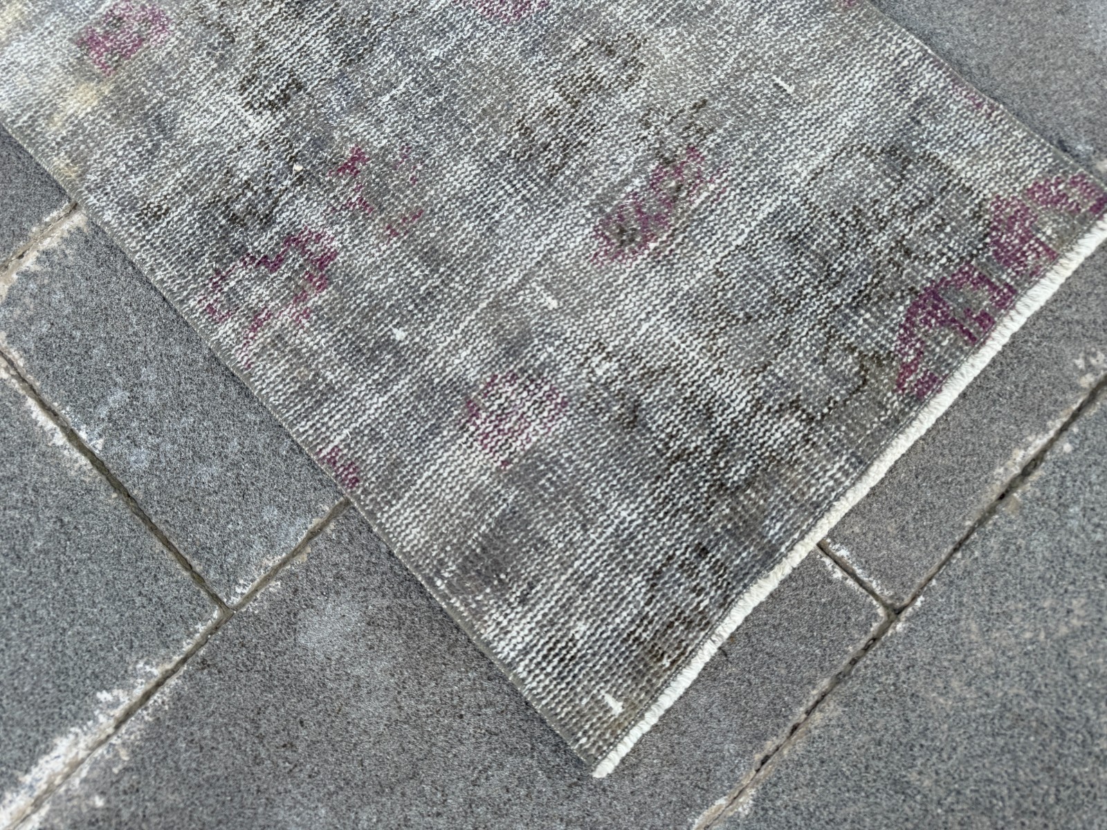 Small Vintage Turkish Oushak Rug 1.7×2.4 Gray Plum Door Mat Accent Rug