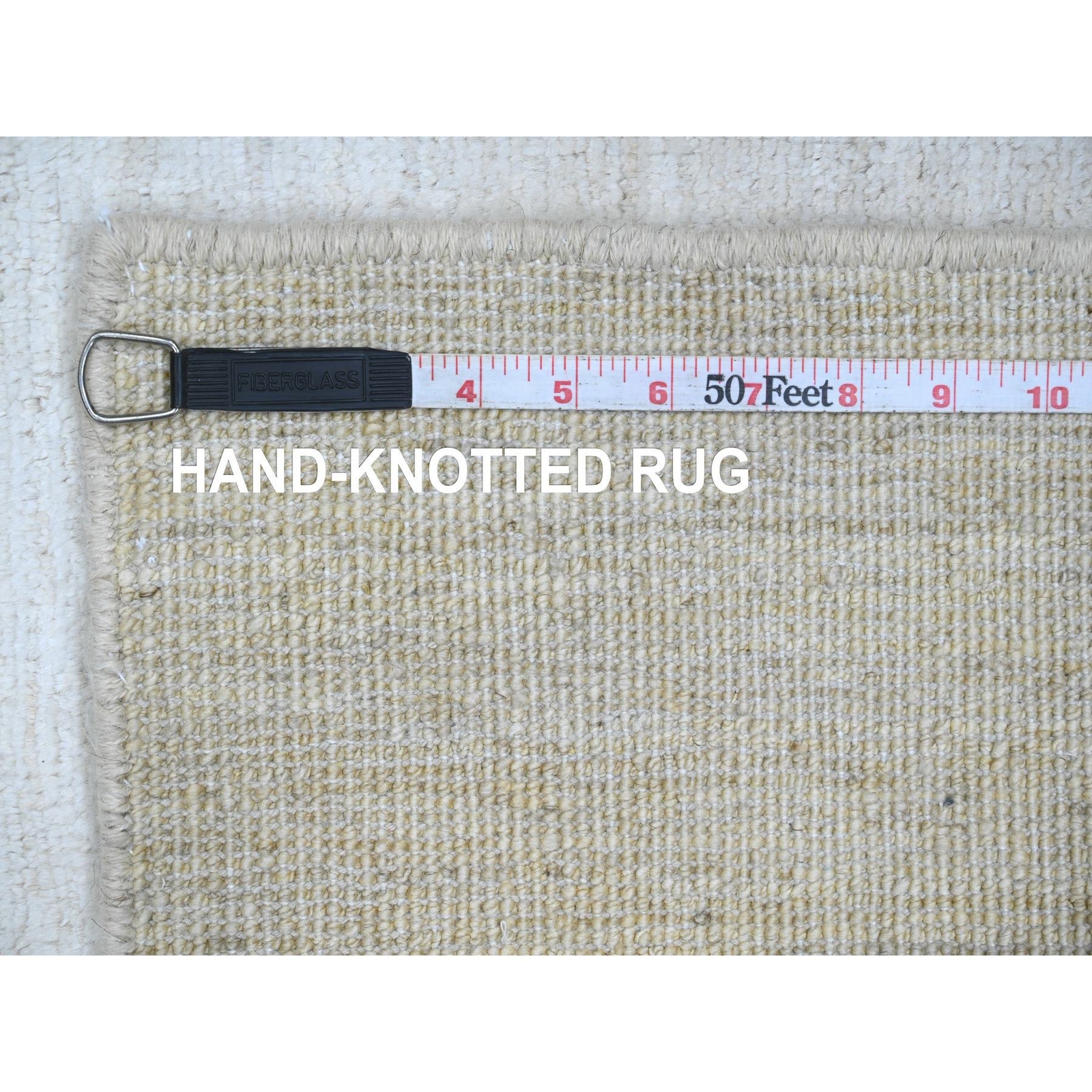 2’10″x4’9″ White Solid Pattern Hand Knotted Hand Spun Ghazni Wool Rug R20826