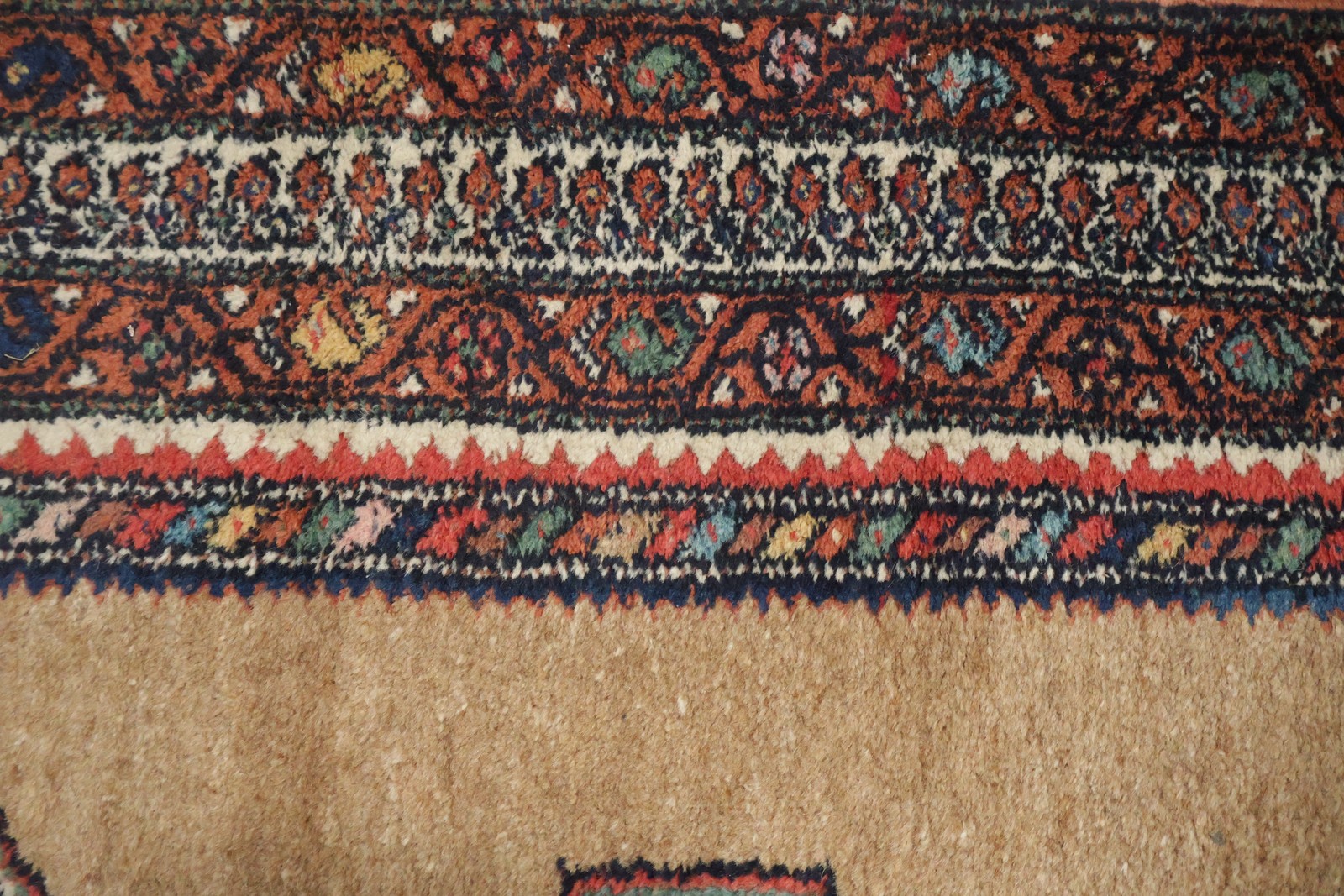 Geometric Wool Area Rug 4×7 Ft Hand-Knotted Tribal Oriental Carpet Accent Rug