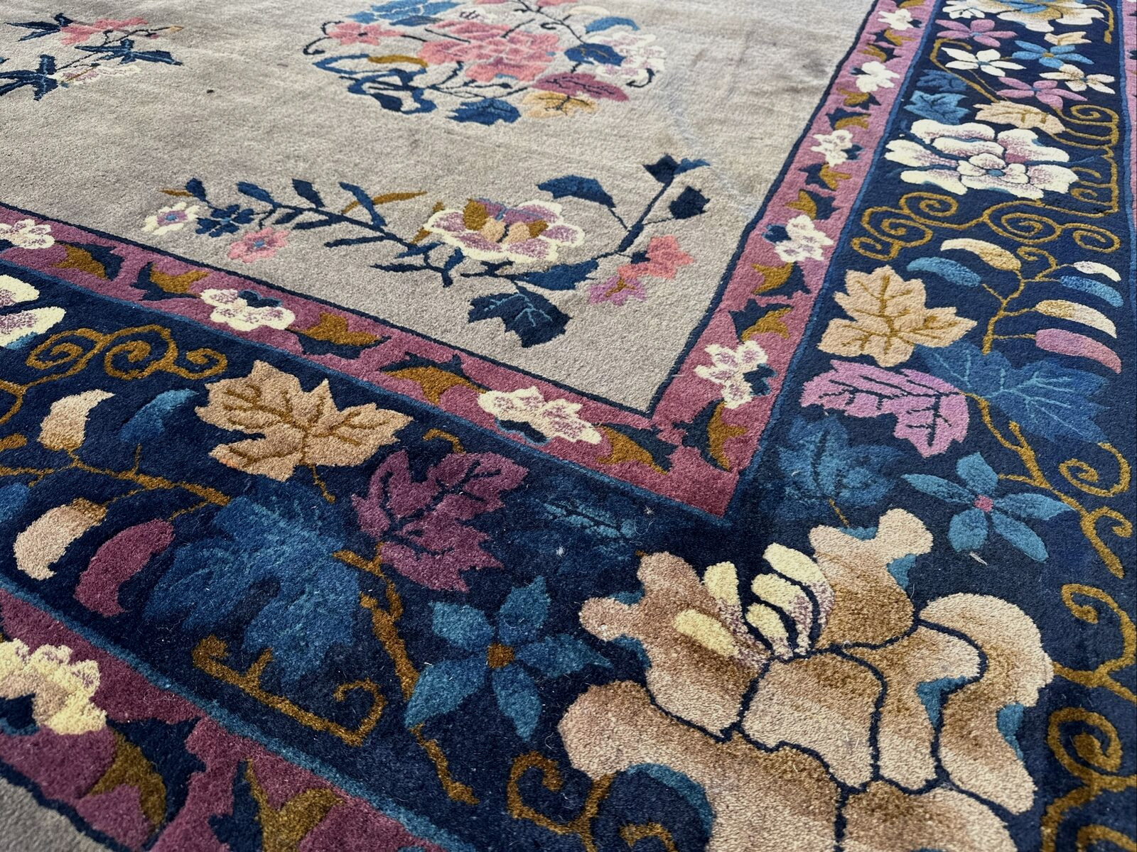 Auth: 30’s Antique Art Deco Chinese Rug RARE. Mandarin Lustrous lavendar 10×14