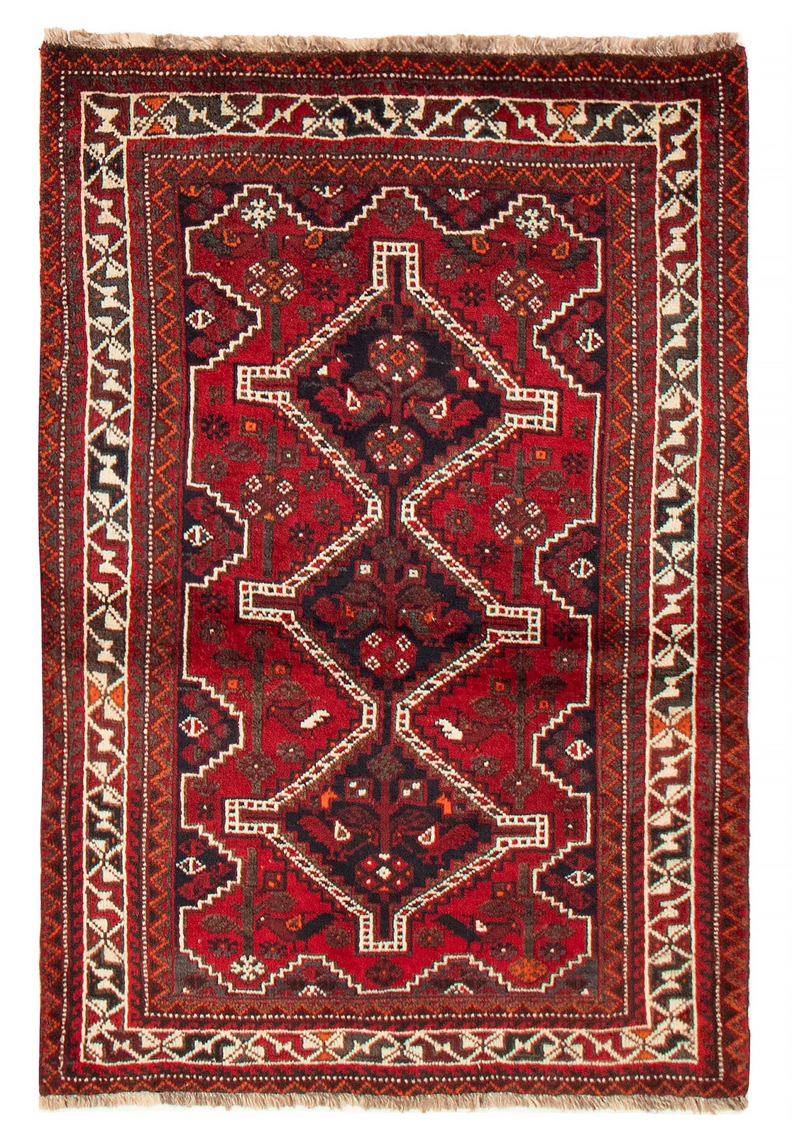 Vintage 3’7″ x 5’4″ Traditional Hand Knotted Vegetable Dye Wool Area Rug