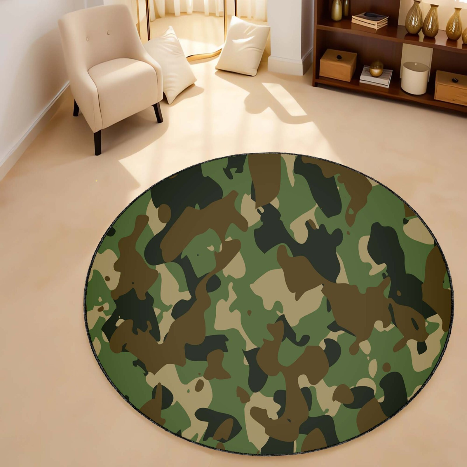 Army Style Rug, Woodland Camo Rug, Outdoor Decor Mat, Camouflage Kids Rug