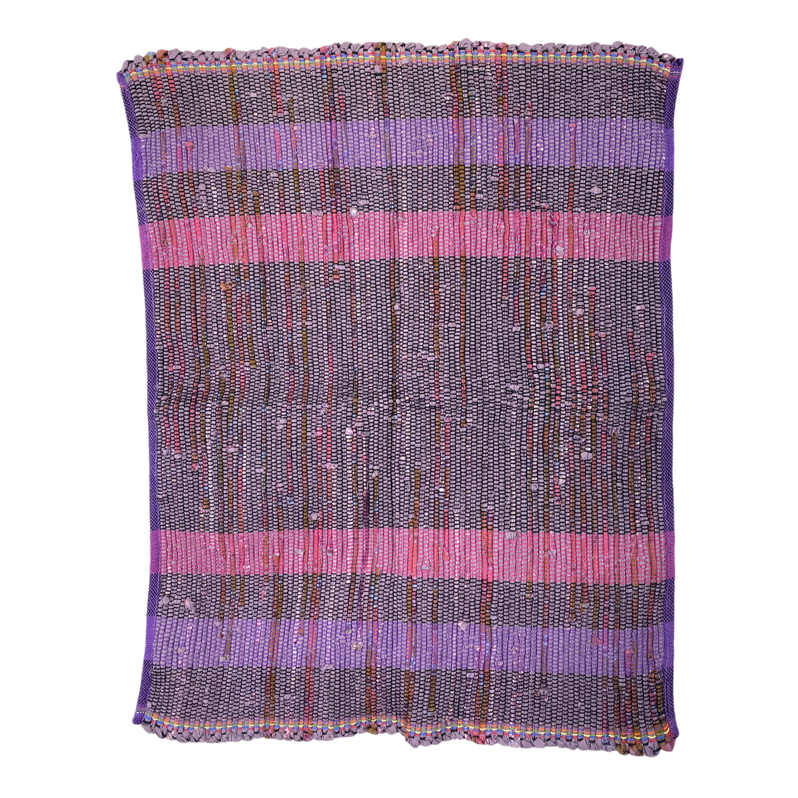 Rug Size 24in x 30in Home Made American Floor Loomed Black Purple