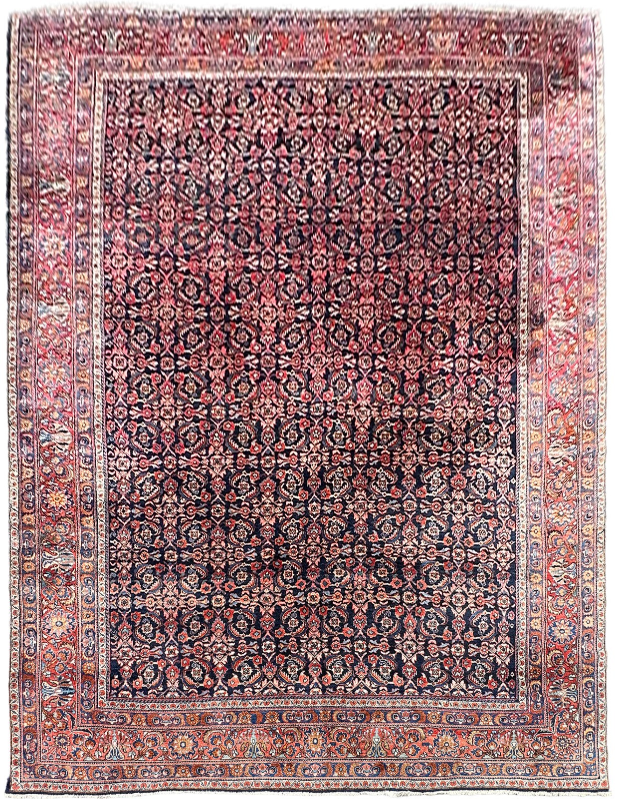 11X14 Antique Traditional Rug Exceptional Fine Weave Navy 338cm x 419cm C.1910