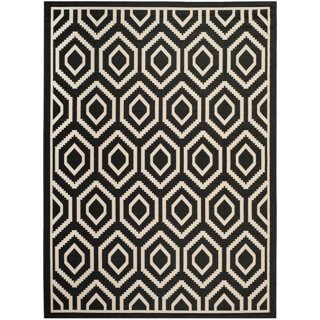 SAFAVIEH Indoor Outdoor CY6902-266 Courtyard Black / Beige Rug