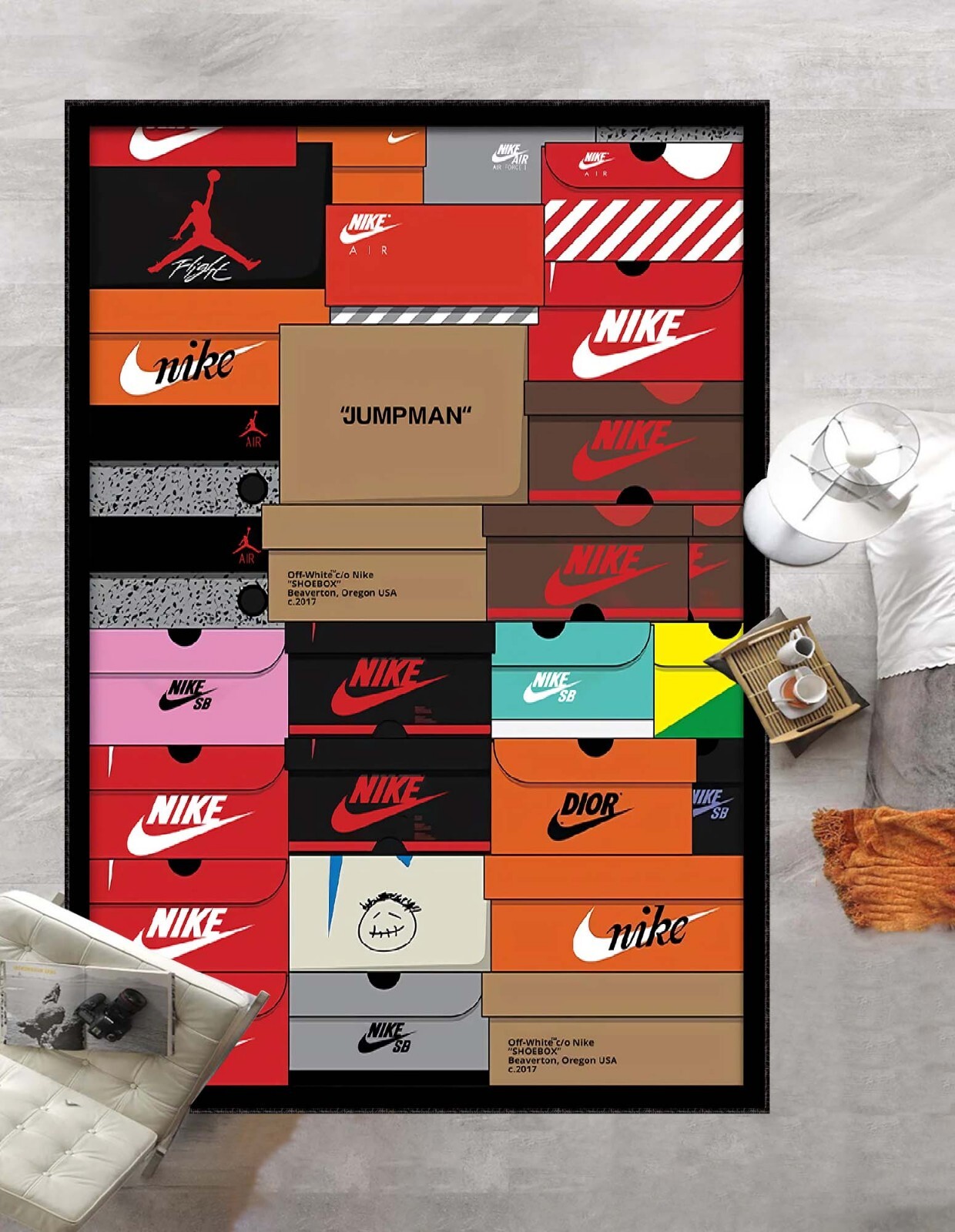 Sneaker Box Rug, Shoe Box Themed Hypebeast Sneaker, Shoes Box Carpet, Sneakers