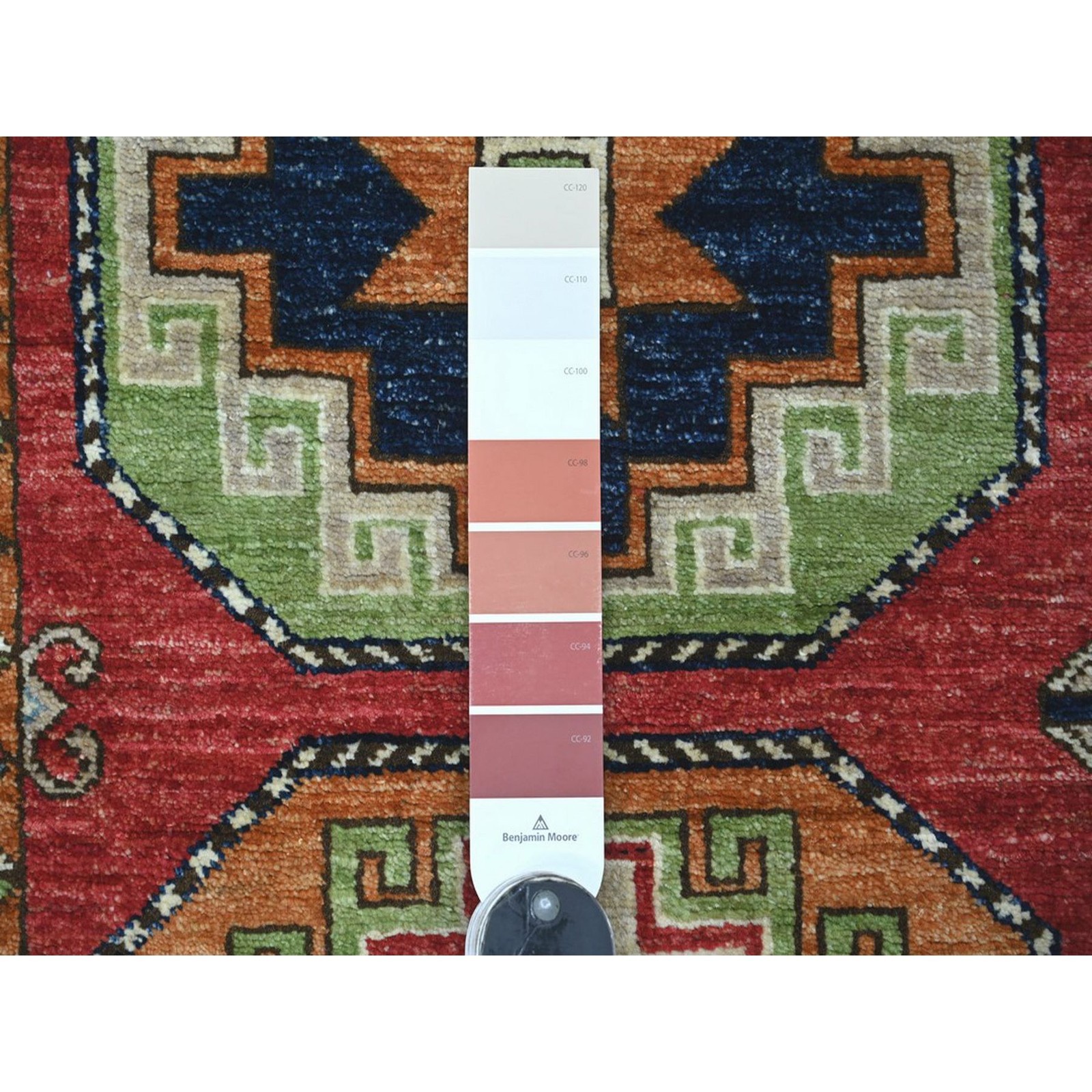 3’x4’10” Red Hand Knotted Afghan Ersari with Elephant Feet Design Wool Rug 22586