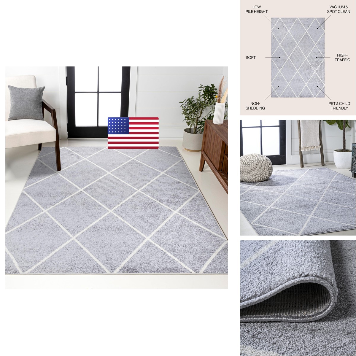Jonathan Y Cole Diamond Trellis Light Gray/White Indoor Area Rug 3X5