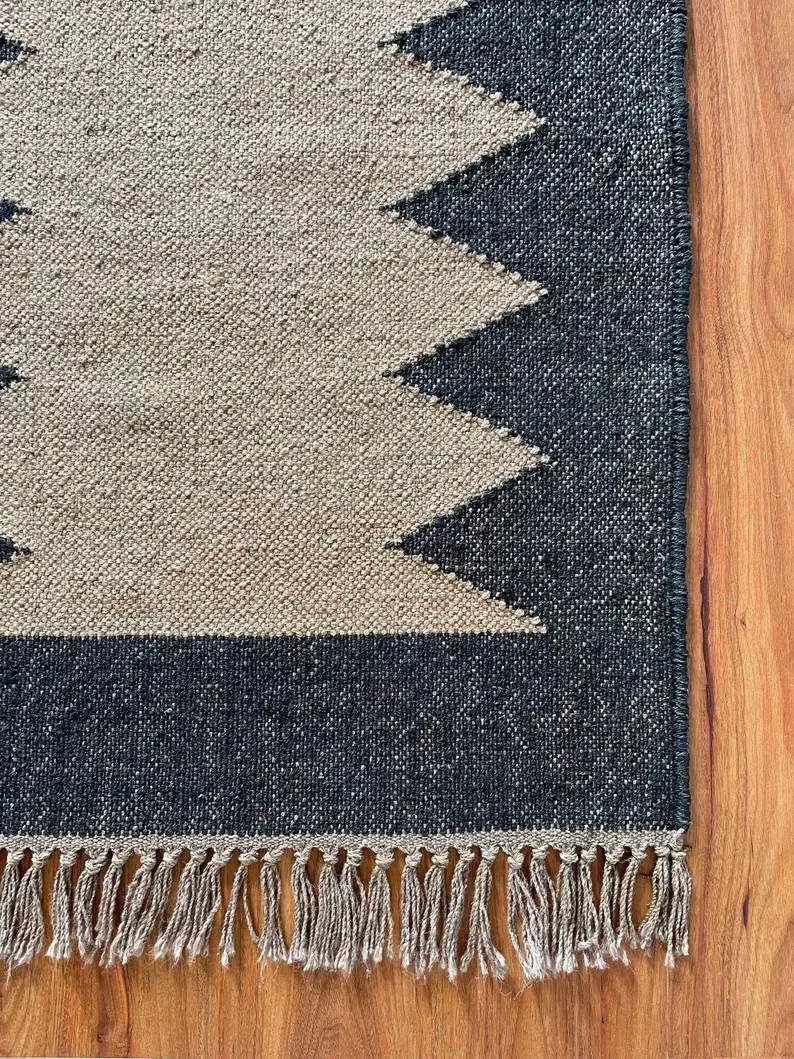 Kilim Rug Teraditional Kilim Vintage Rug Natural Handwoven Wool Jute Rug Carpet