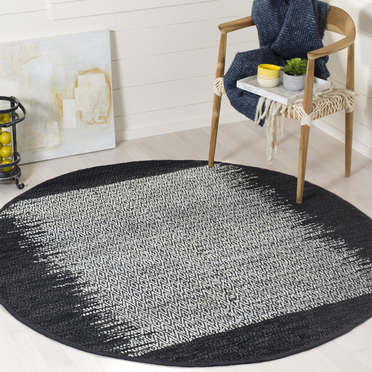 SAFAVIEH Vintage Leather VTL387C Light Grey / Black Rug