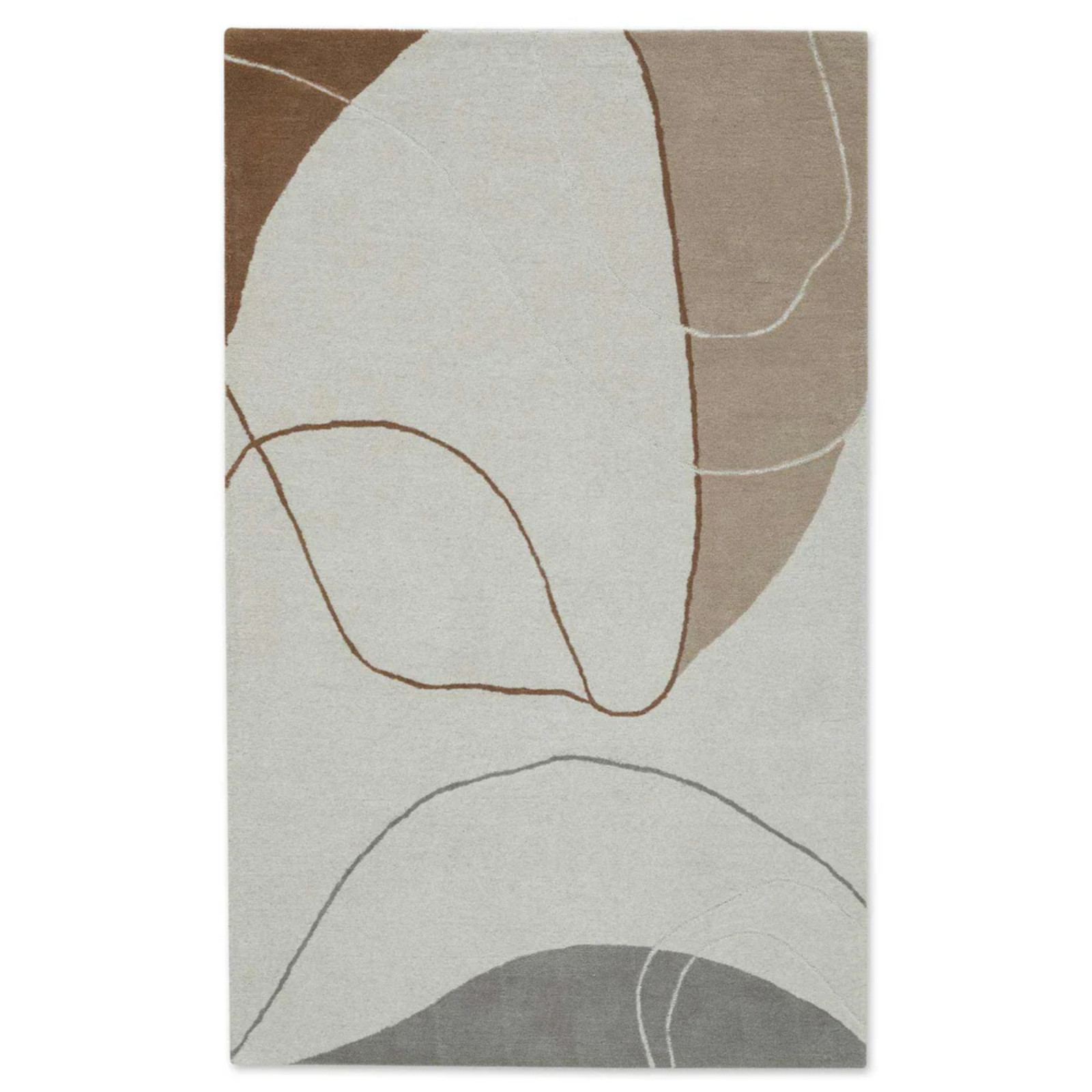 Hand Tufted Wool Area Rug Modern Abstract Neutral Beige Brown Living Room Rugs