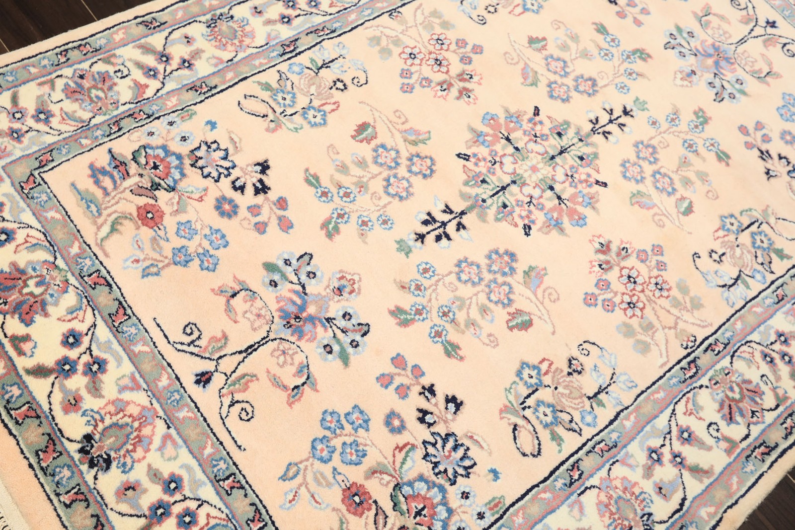 4×6 Hand Knotted Wool Blush, Ivory Indo Saroukk Traditional Floral Rug