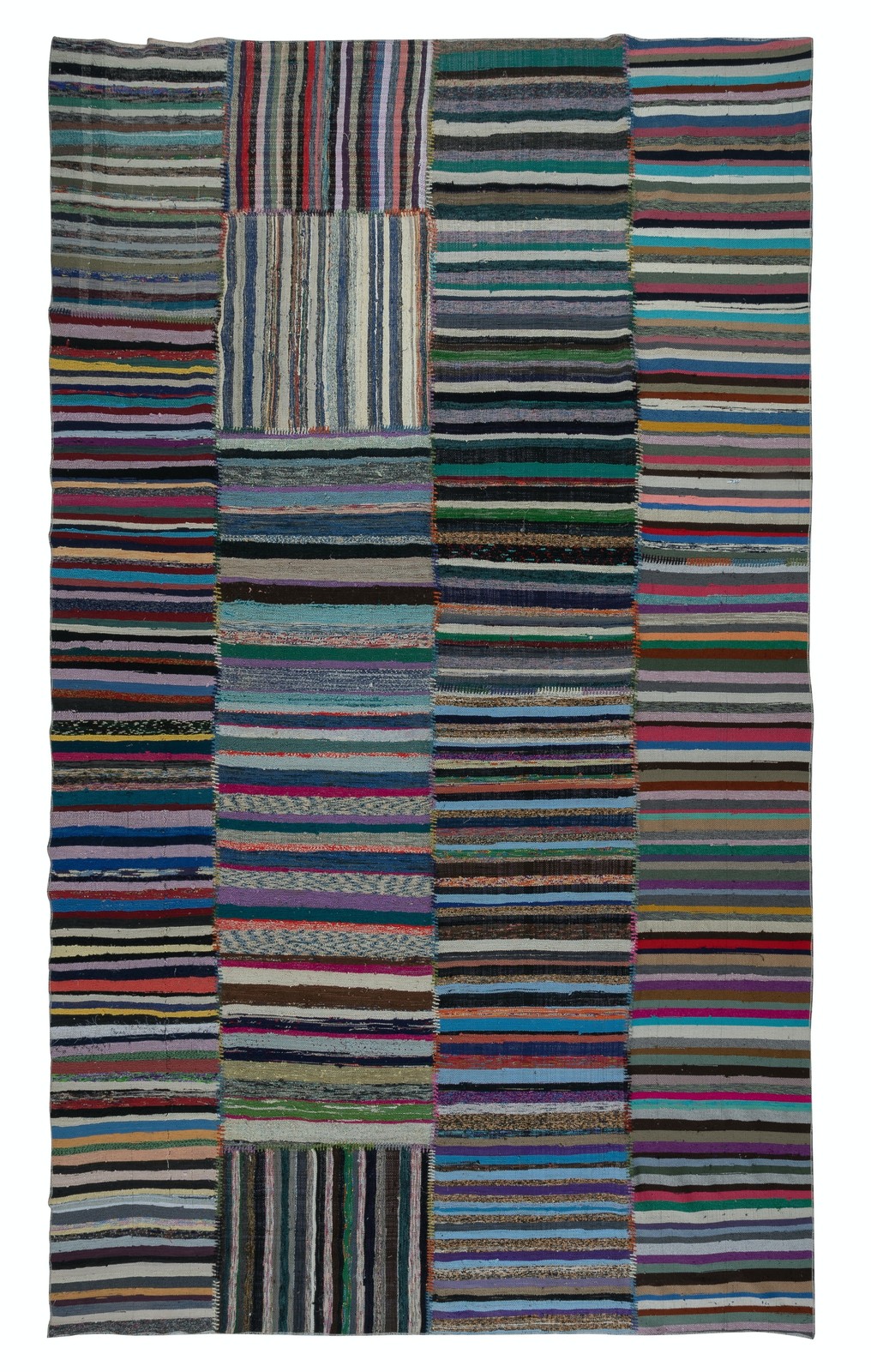 8.6×13.3 ft Adjustable Turkish Kilim, Handmade Cotton Rag Rug, Flat-Weave Carpet