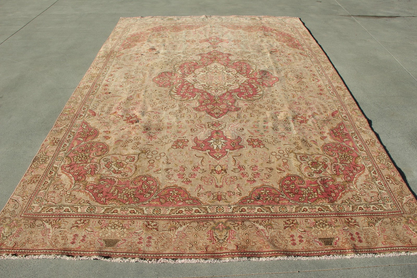 7,6×11,5 ft Turkish Rug, Red Floral Vintage Wool Rug