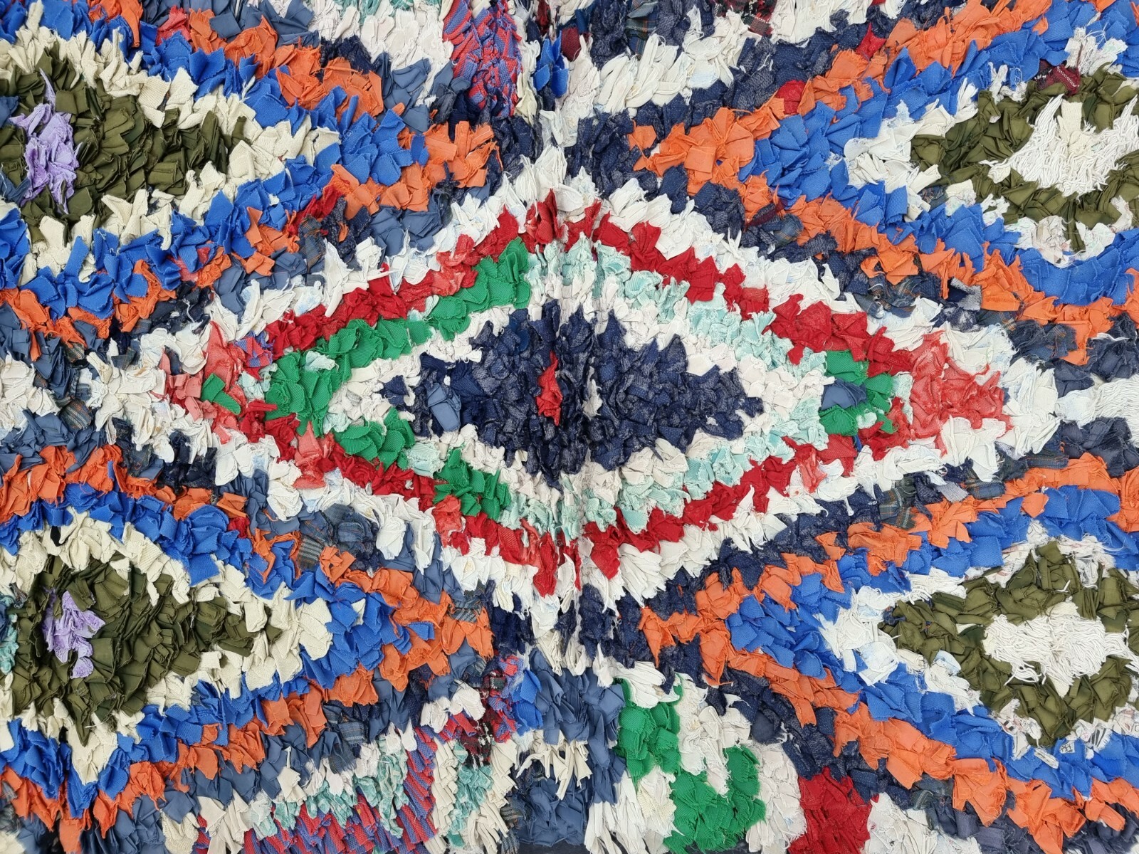 Moroccan Handmade Vintage Boucherouite 2’1″x5’3″ Berber Geometric Orange Carpet