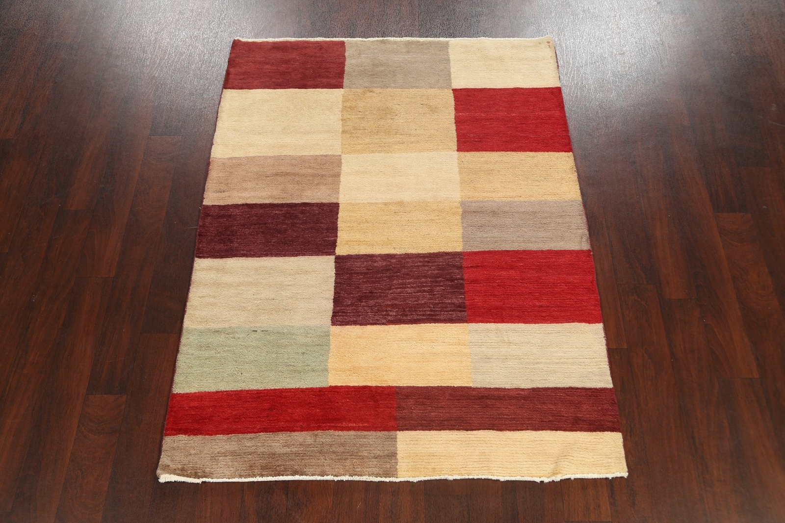 Modern Gabbeh Kashkoli Oriental Area Rug Hand-knotted Checkered Foyer Carpet 4×6